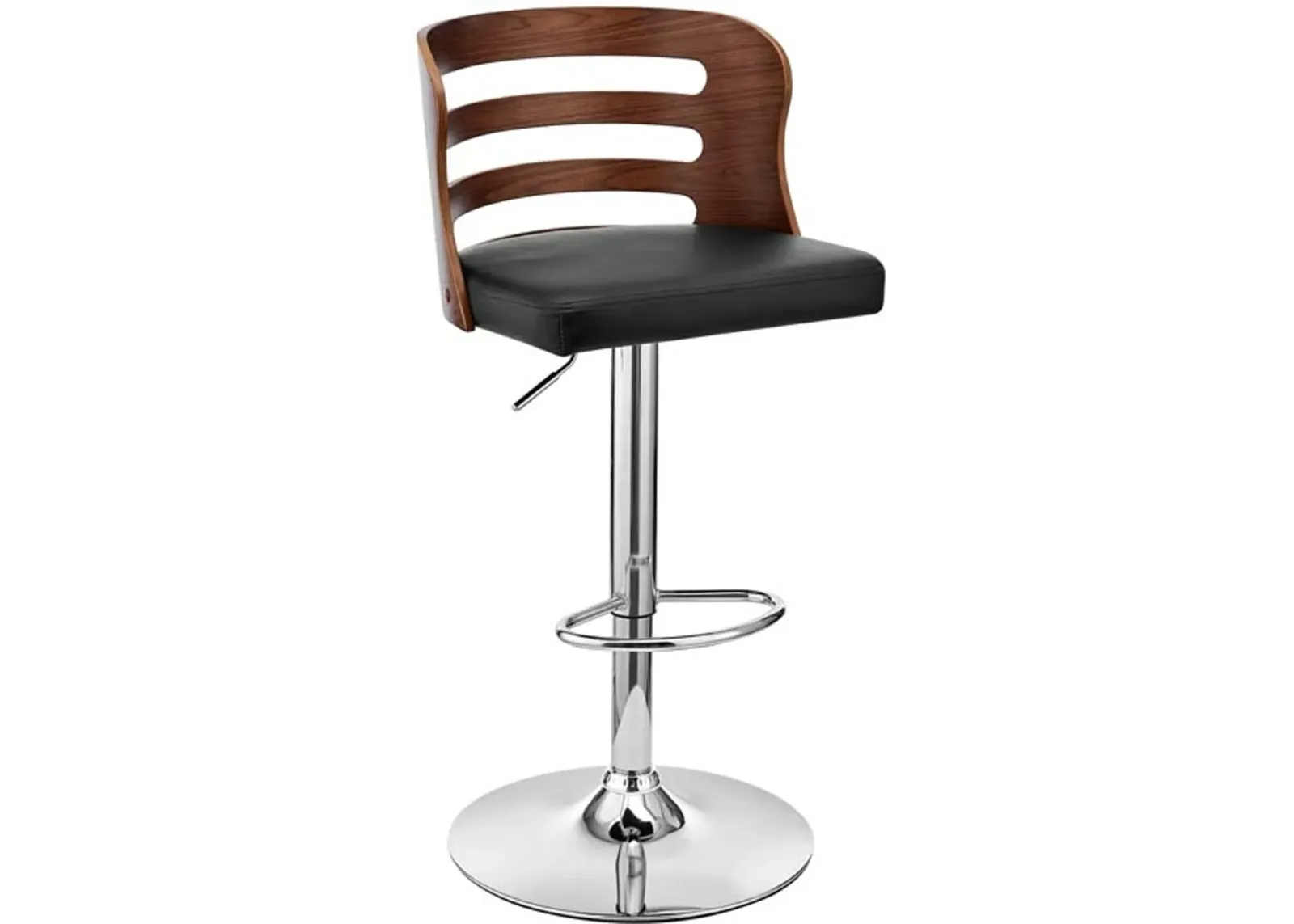 Armen Living Khalia Black/Walnut Adjustable Swivel Bar Stool