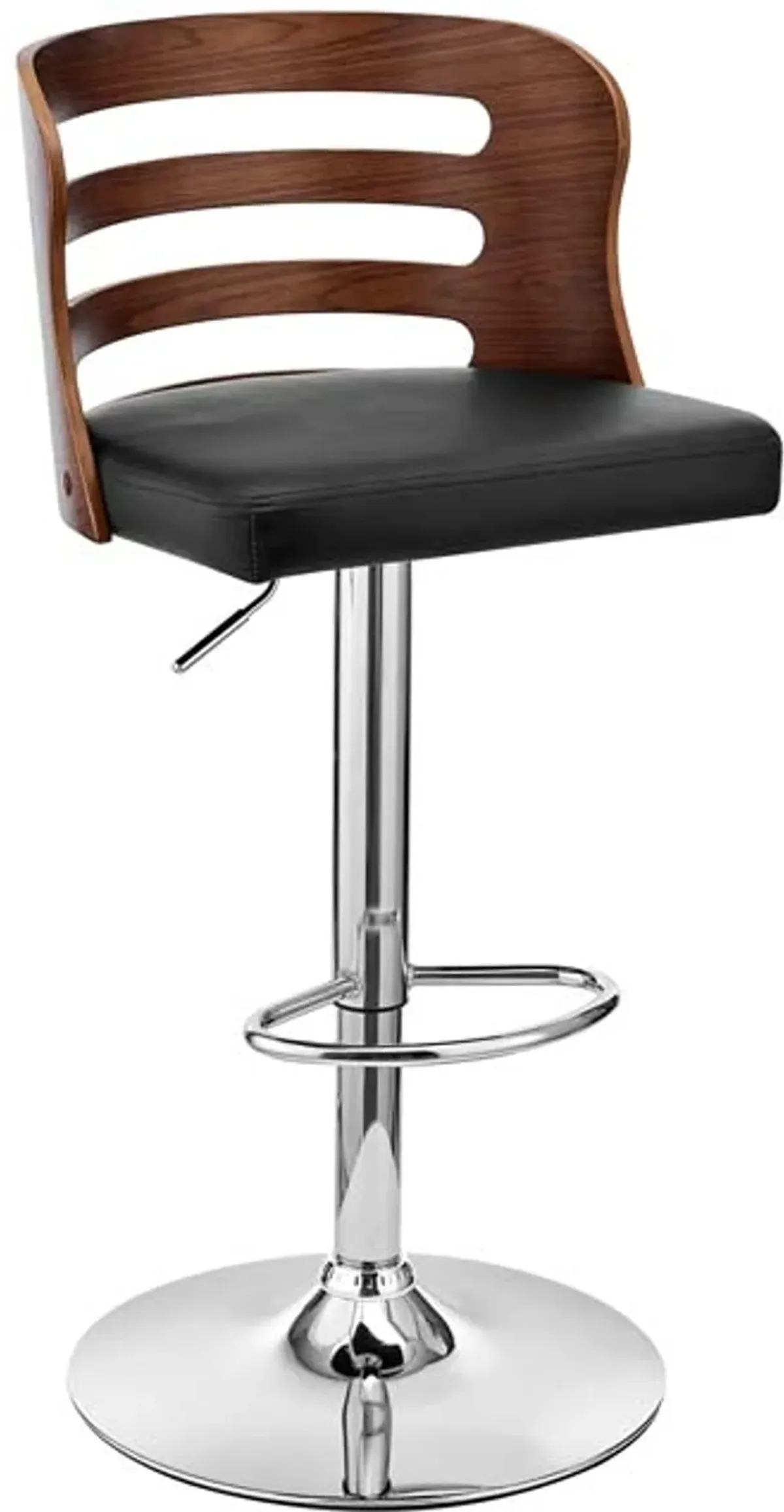 Armen Living Khalia Black/Walnut Adjustable Swivel Bar Stool