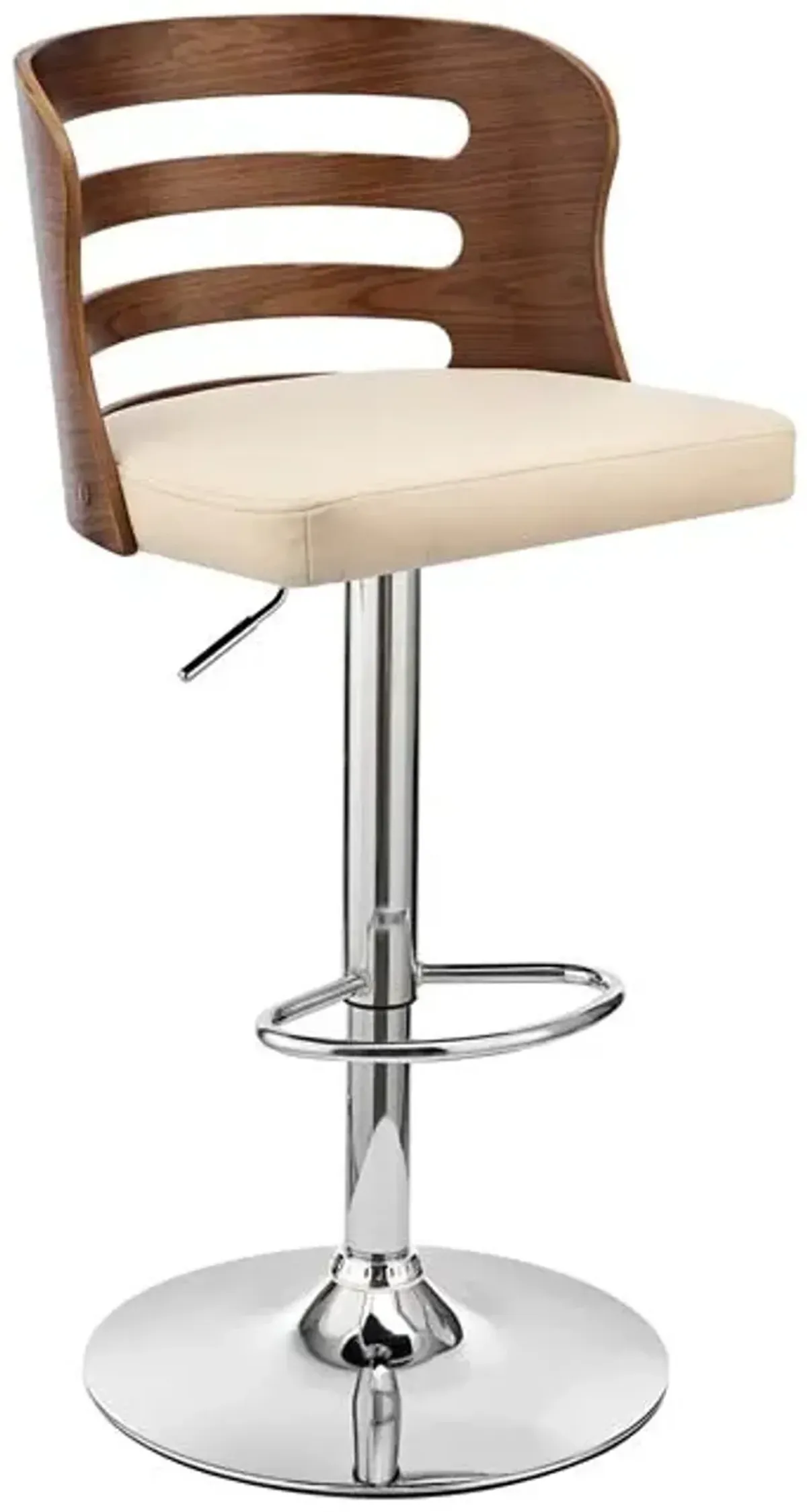 Armen Living Khalia Cream/Walnut Adjustable Swivel Bar Stool