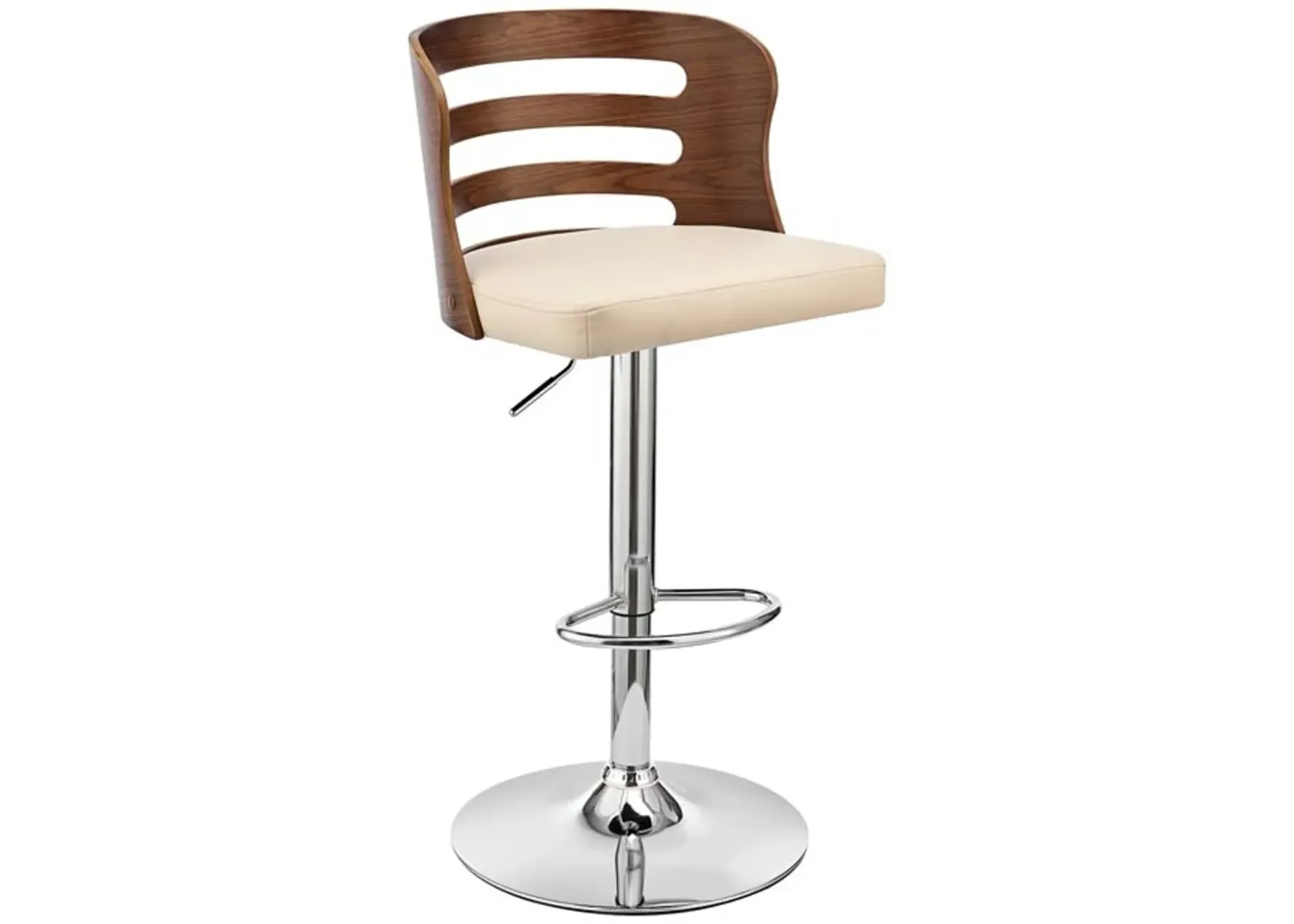 Armen Living Khalia Cream/Walnut Adjustable Swivel Bar Stool