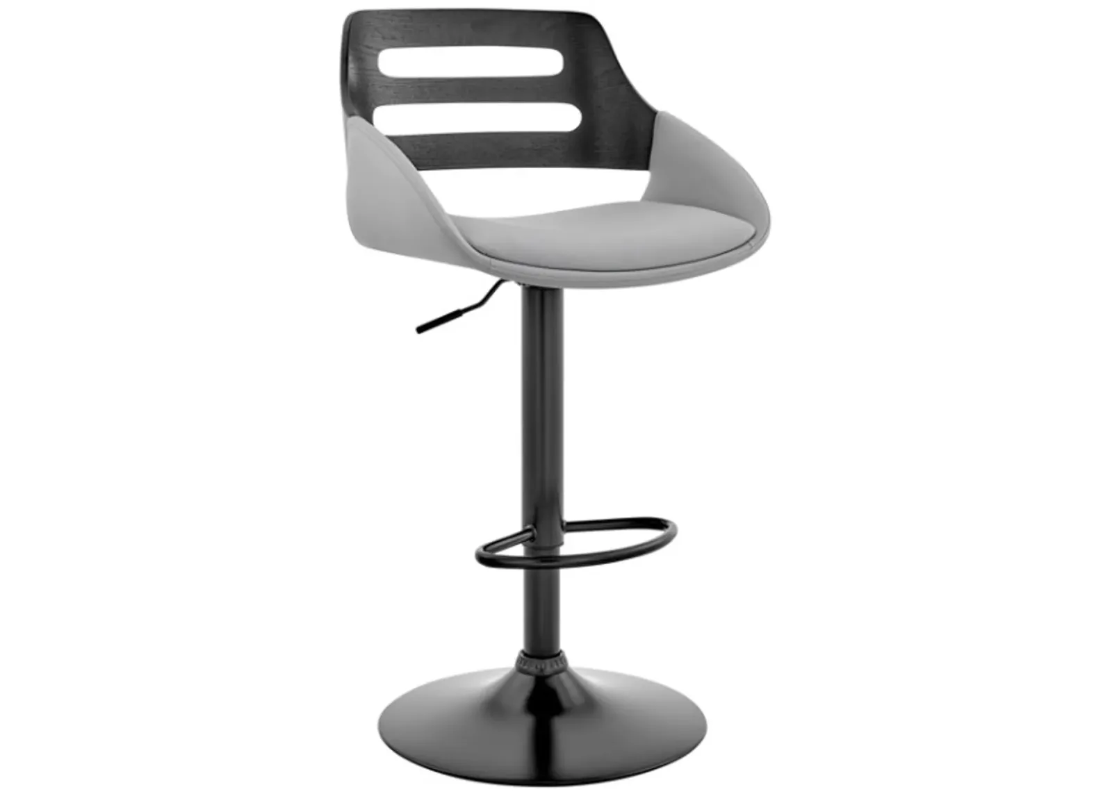 Armen Living Karter Gray/Black Adjustable Bar Stool