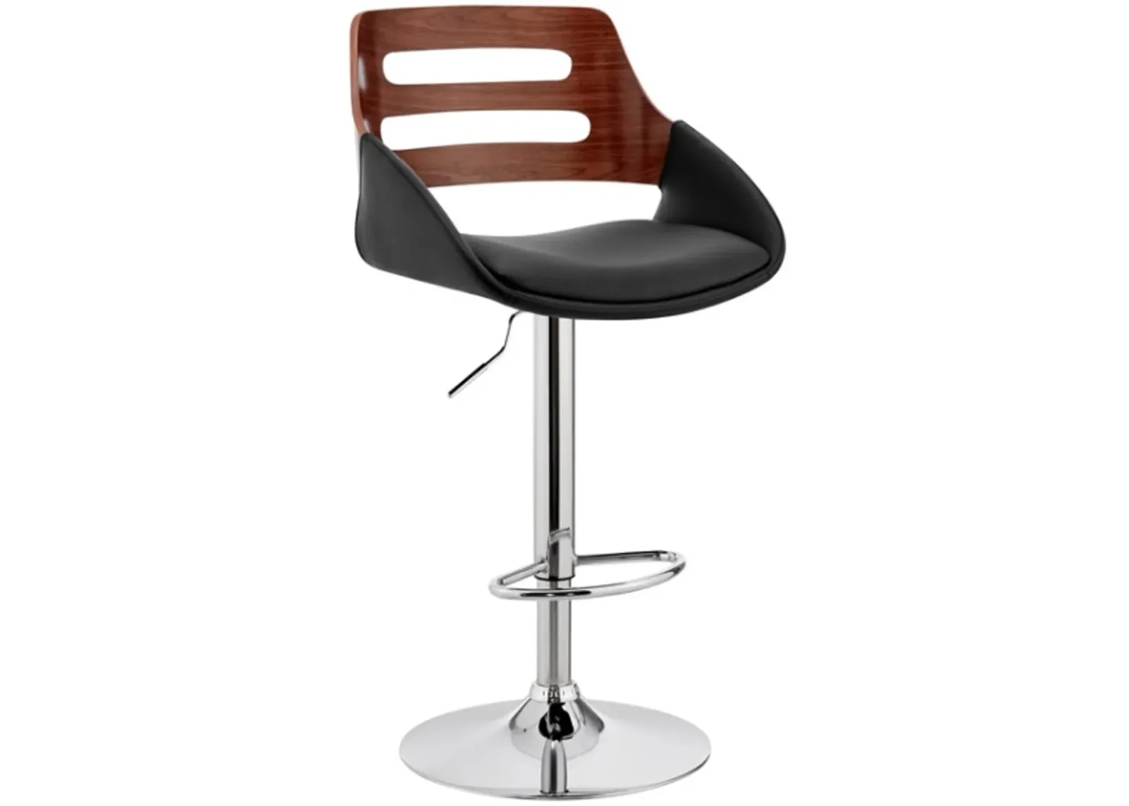 Armen Living Karter Black/Walnut/Chrome Adjustable Bar Stool