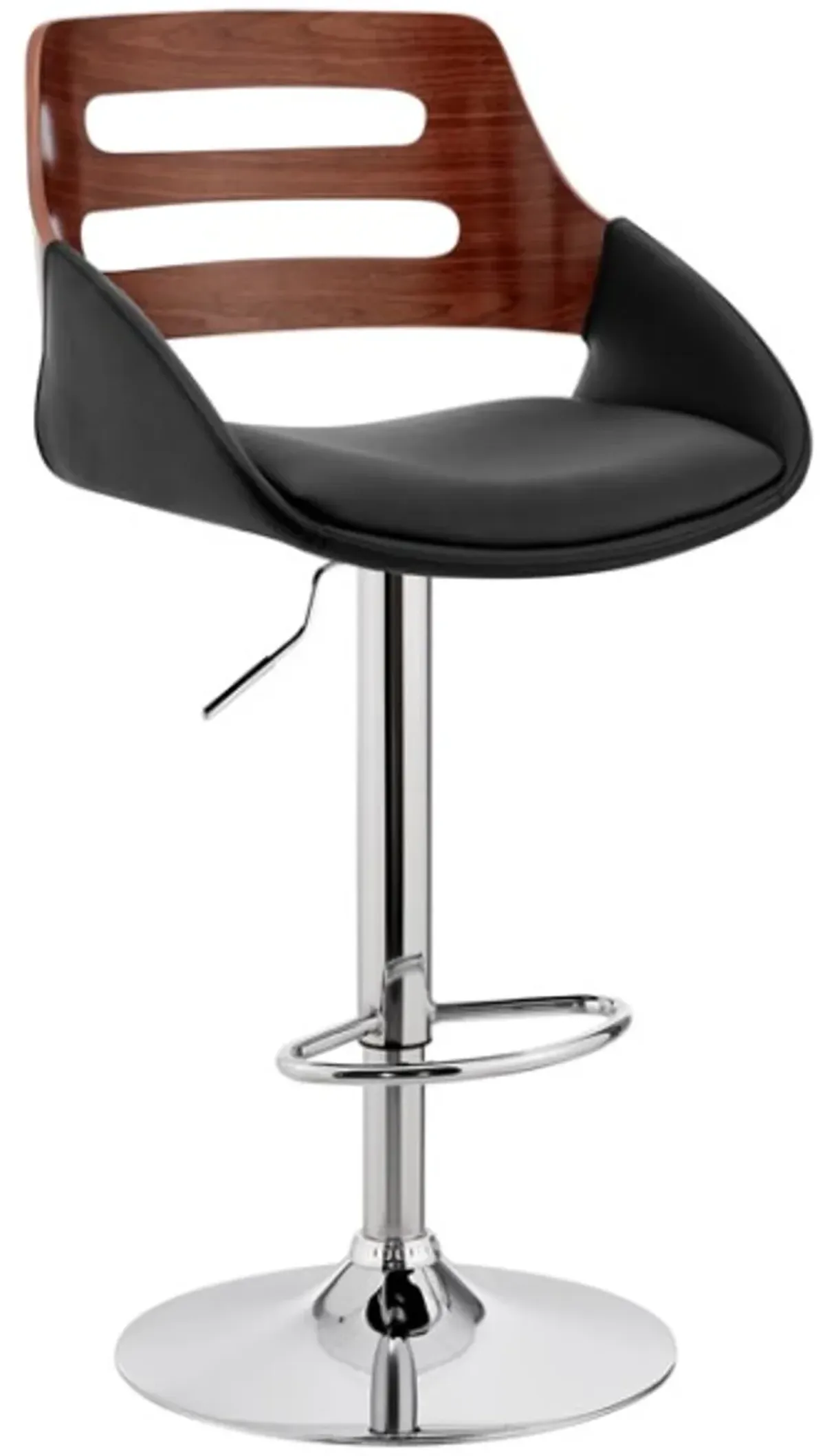 Armen Living Karter Black/Walnut/Chrome Adjustable Bar Stool