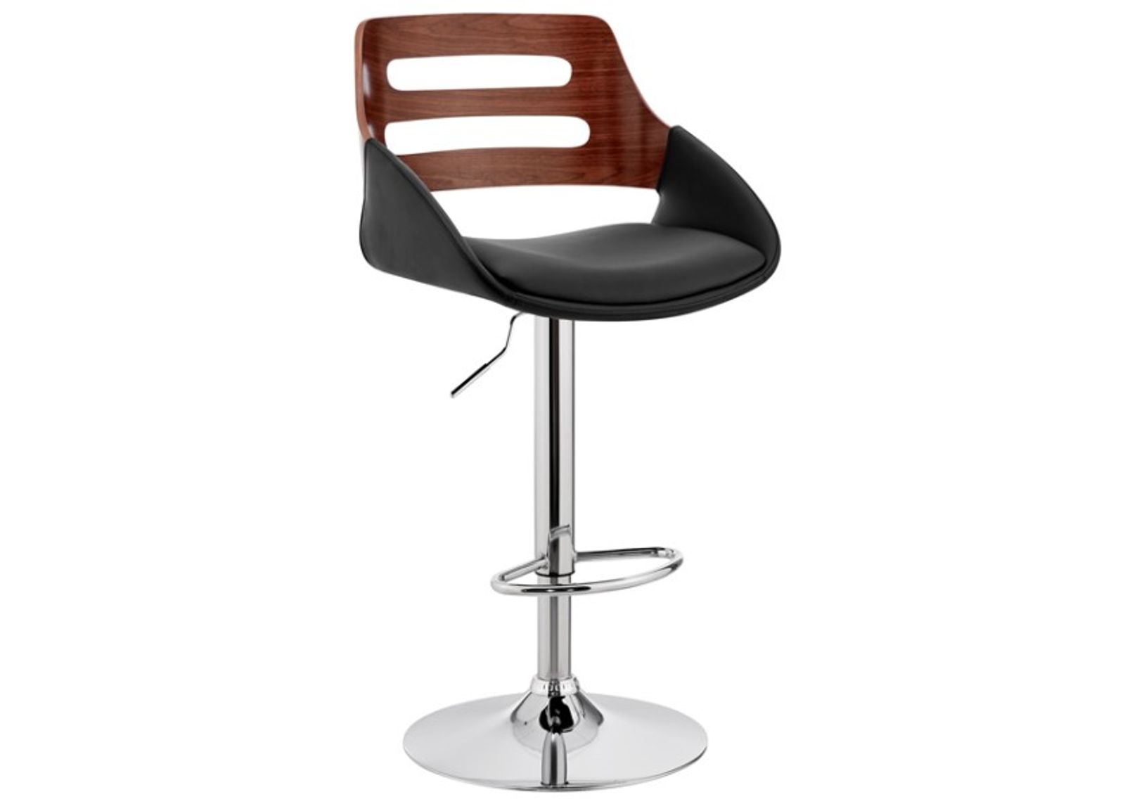 Armen Living Karter Black/Walnut/Chrome Adjustable Bar Stool