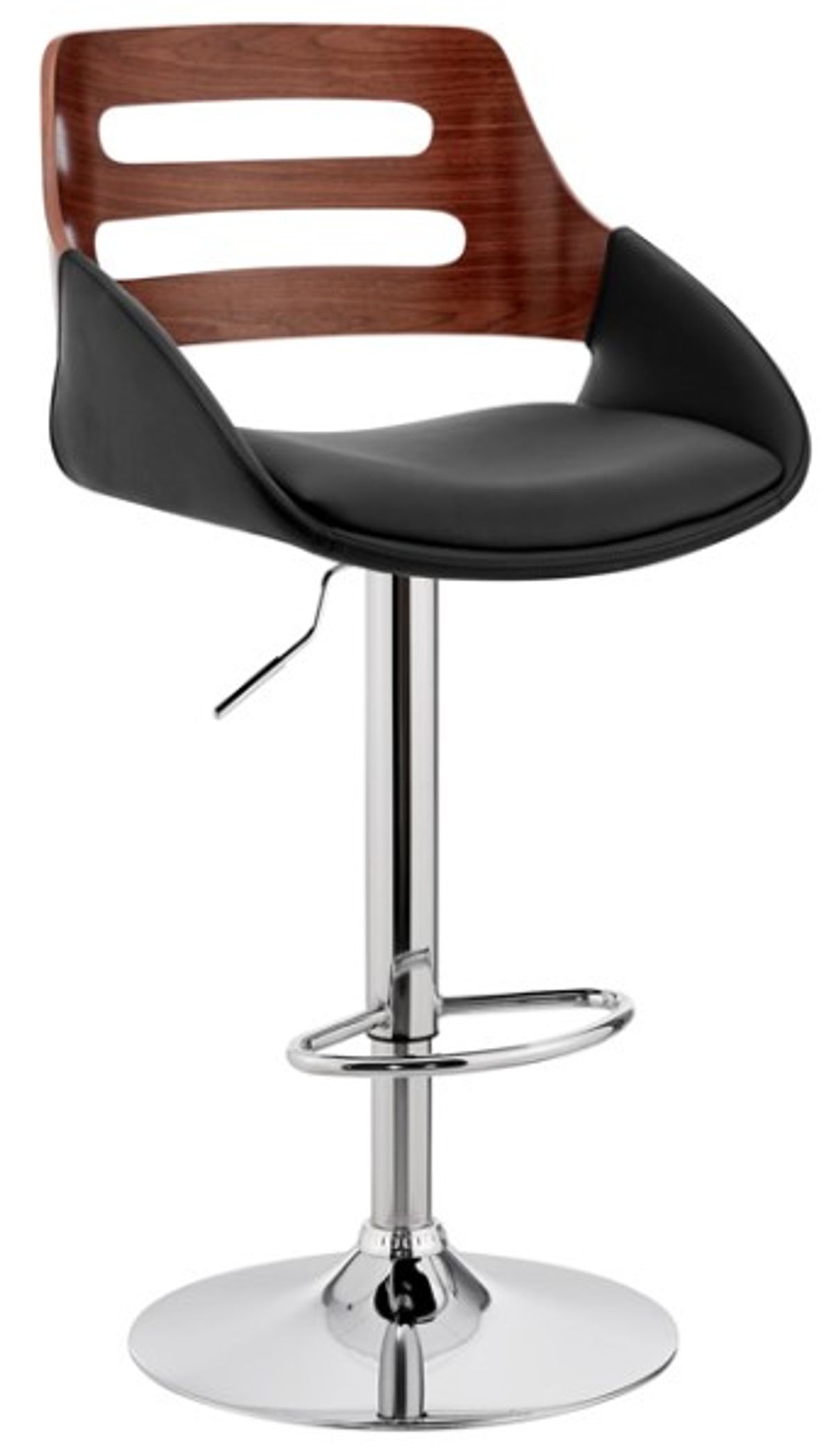 Armen Living Karter Black/Walnut/Chrome Adjustable Bar Stool