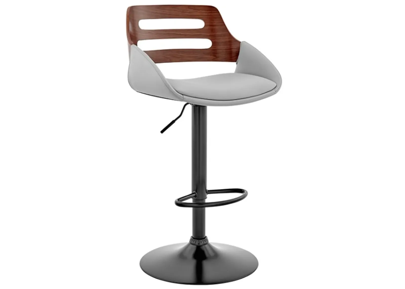 Armen Living Karter Gray/Walnut/Black Adjustable Bar Stool