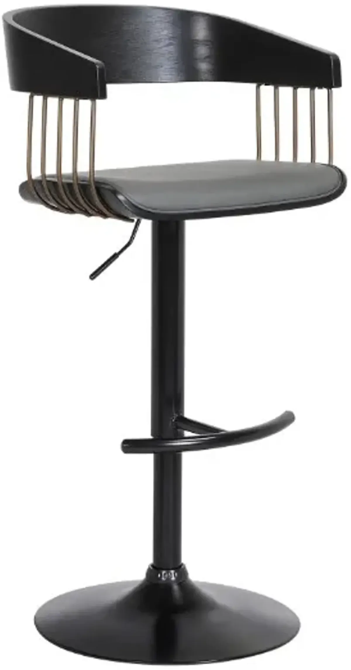 Armen Living Larisa Gray/Black Adjustable Bar Stool