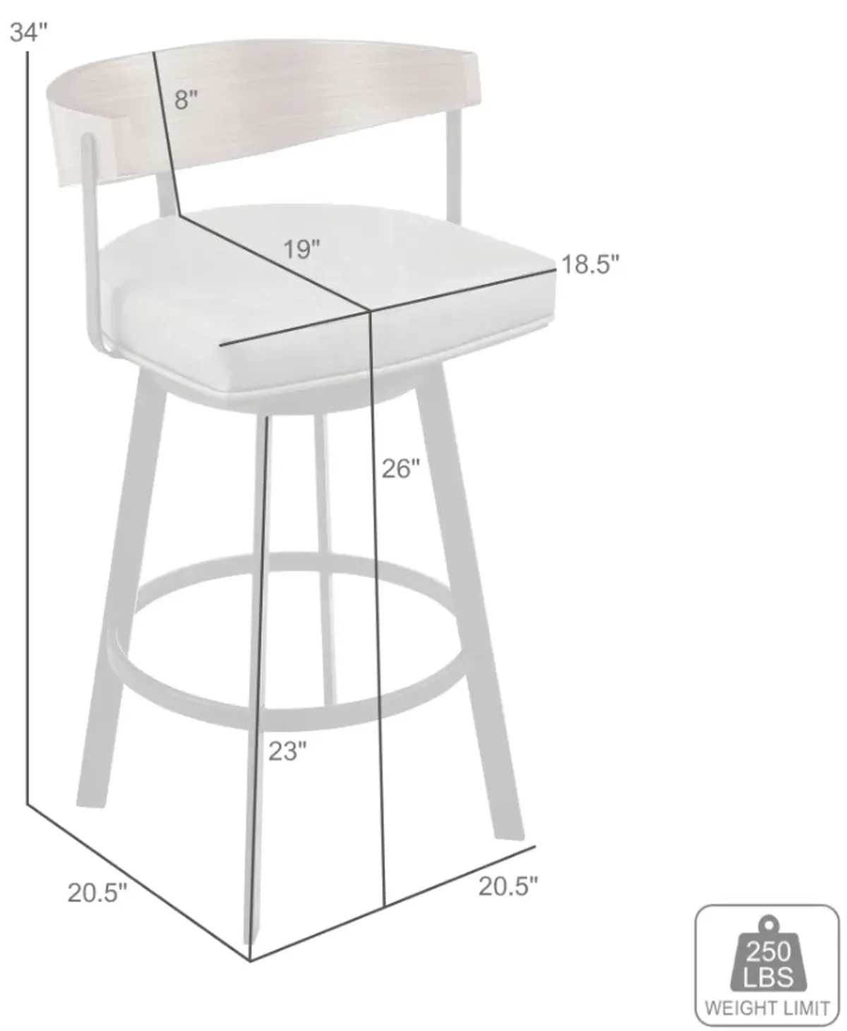 Armen Living Lacey Vintage Gray/Walnut Swivel Counter Stool