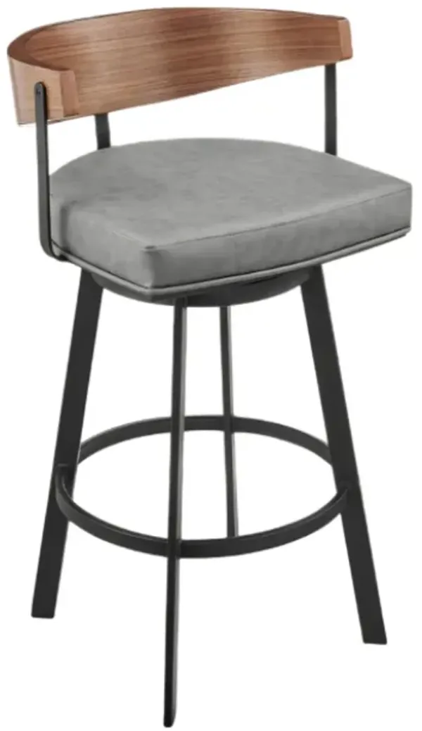 Armen Living Lacey Vintage Gray/Walnut Swivel Bar Stool