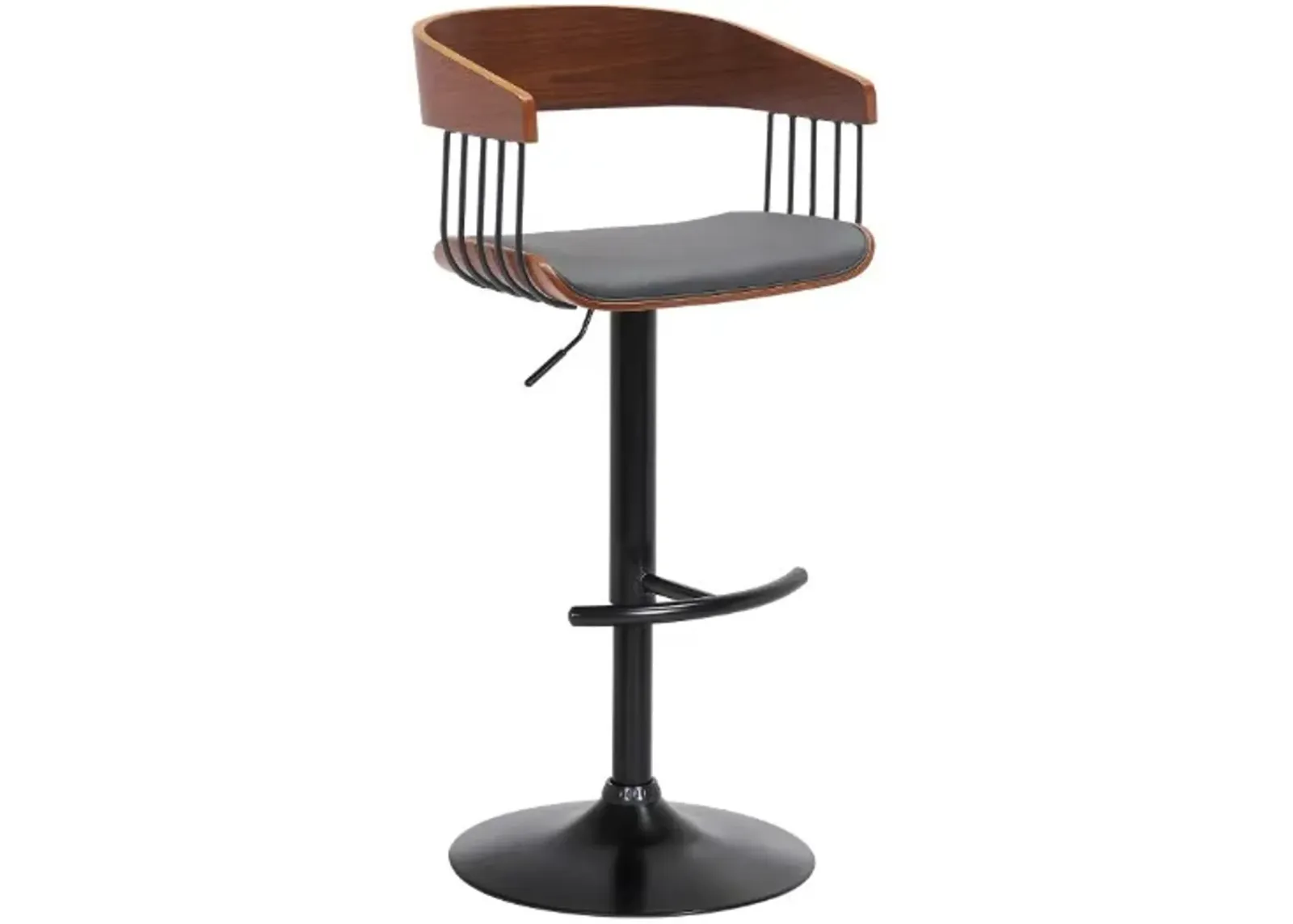 Armen Living Larisa Black/Gray/Walnut Adjustable Bar Stool