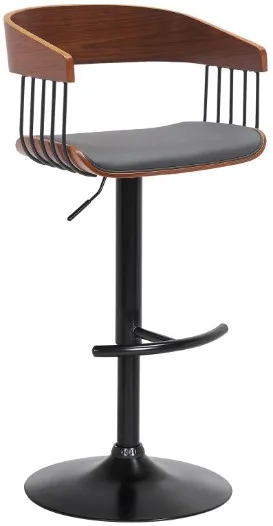 Armen Living Larisa Black/Gray/Walnut Adjustable Bar Stool