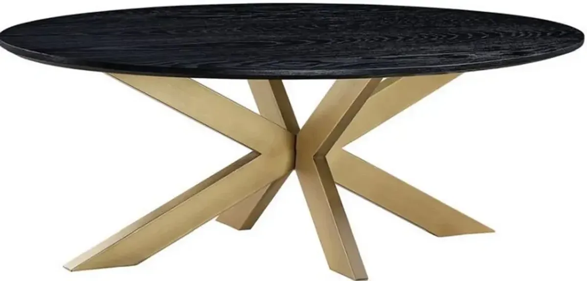 Armen Living Lombard Black Coffee Table with Brass Base