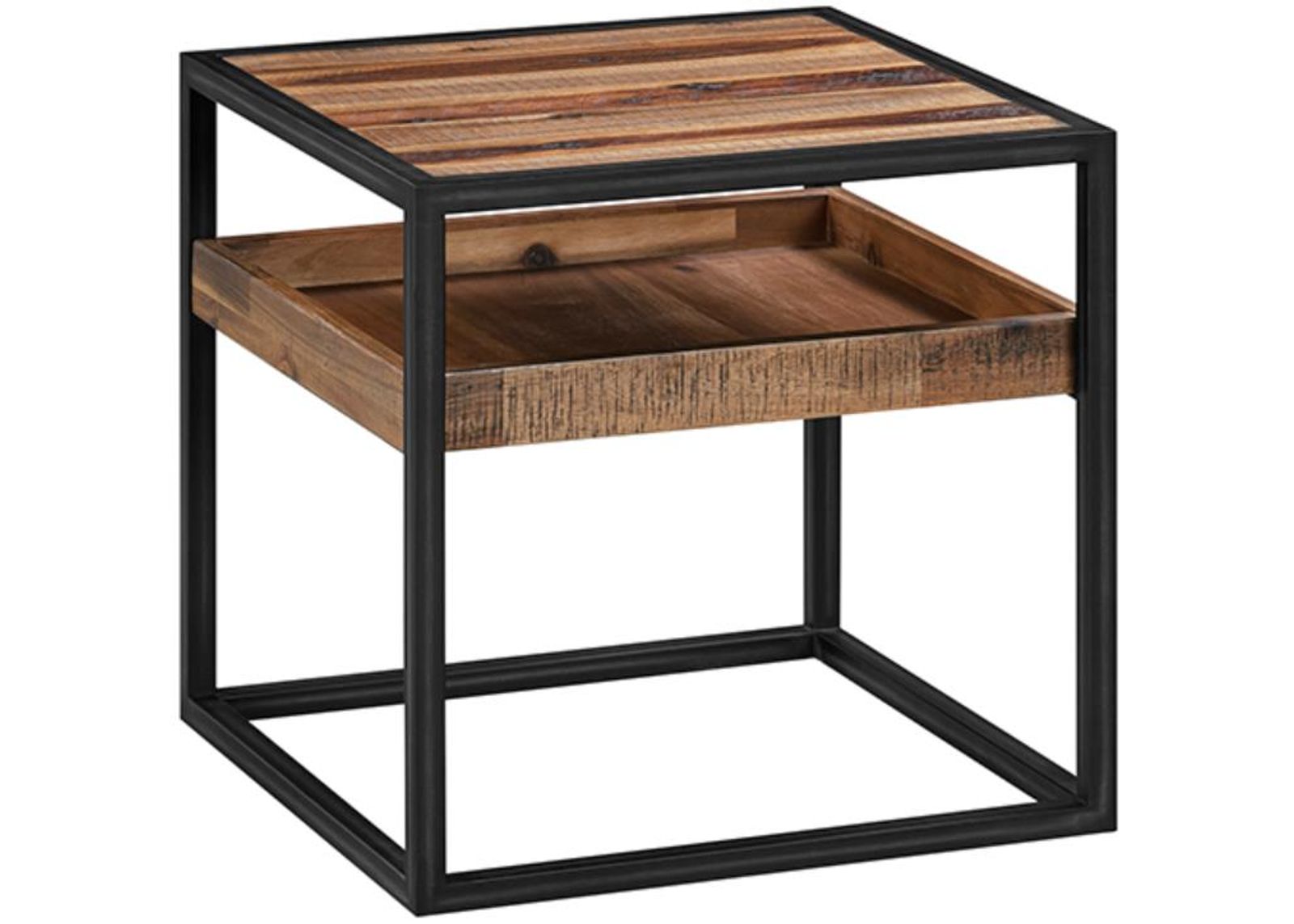 Armen Living Ludgate Black/Brown Square End Table