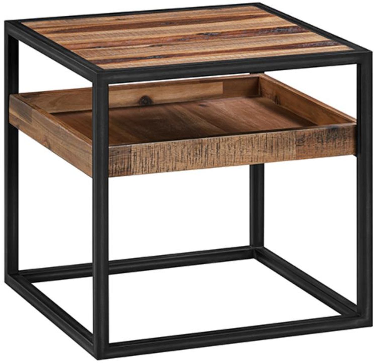 Armen Living Ludgate Black/Brown Square End Table