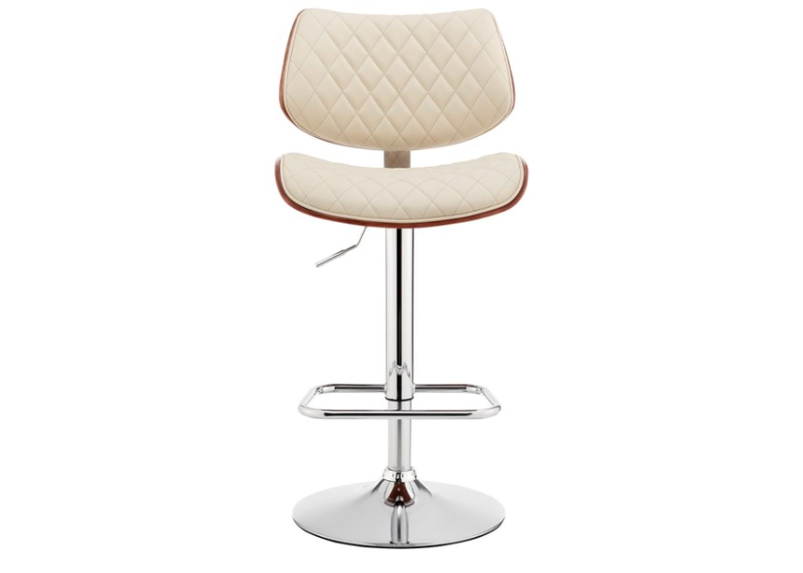 Armen Living Leland Cream/Chrome Adjustable Bar Stool