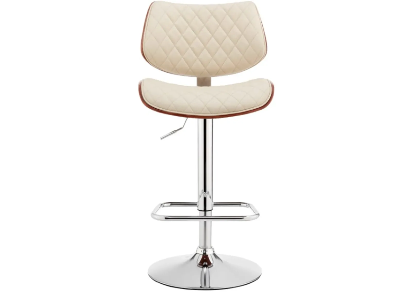 Armen Living Leland Cream/Chrome Adjustable Bar Stool