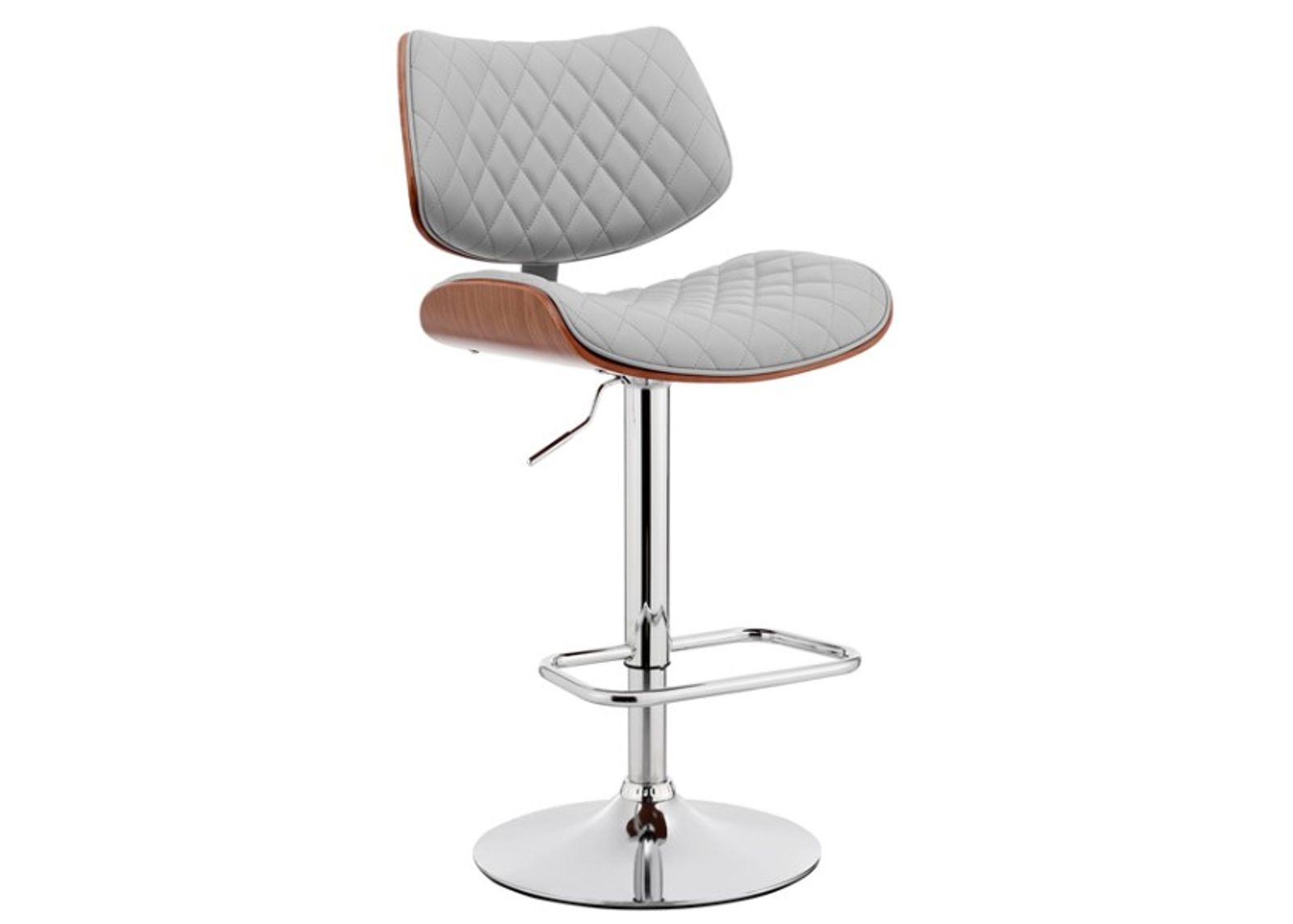 Armen Living Leland Gray/Chrome Adjustable Bar Stool