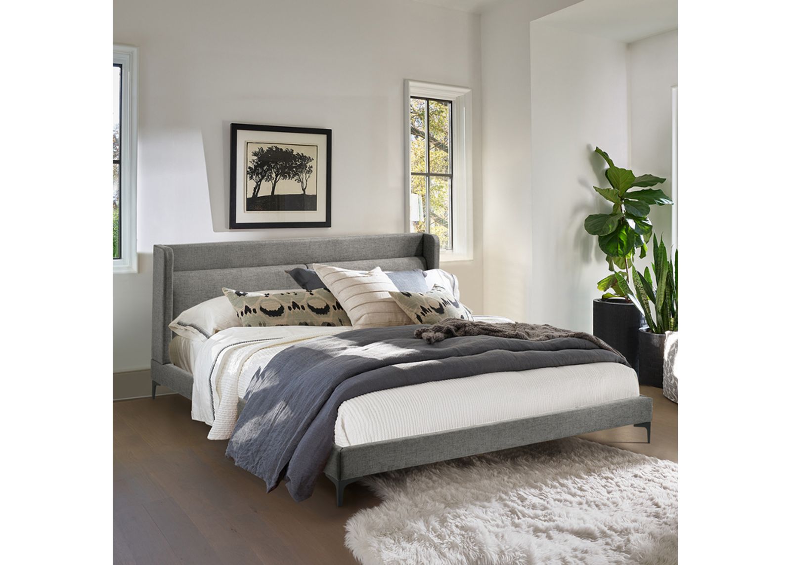 Armen Living Legend Gray King Platform Bed