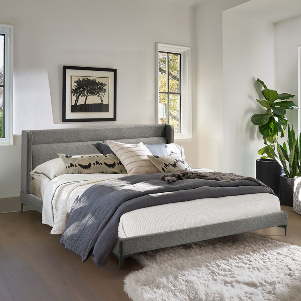 Armen Living Legend Gray King Platform Bed