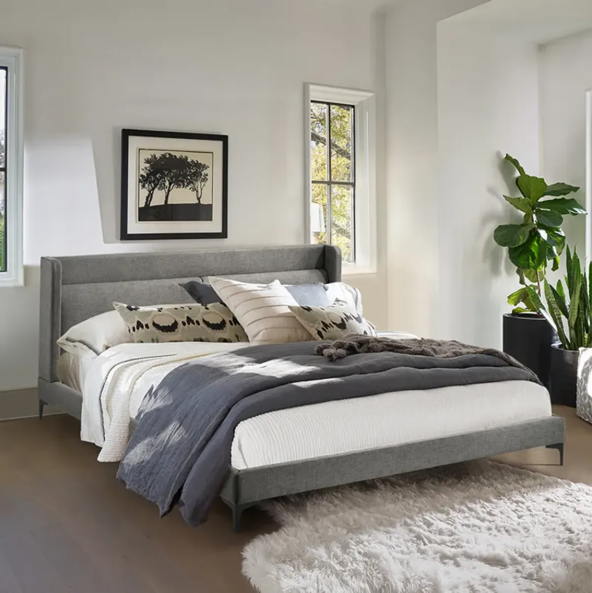 Armen Living Legend Gray Queen Platform Bed