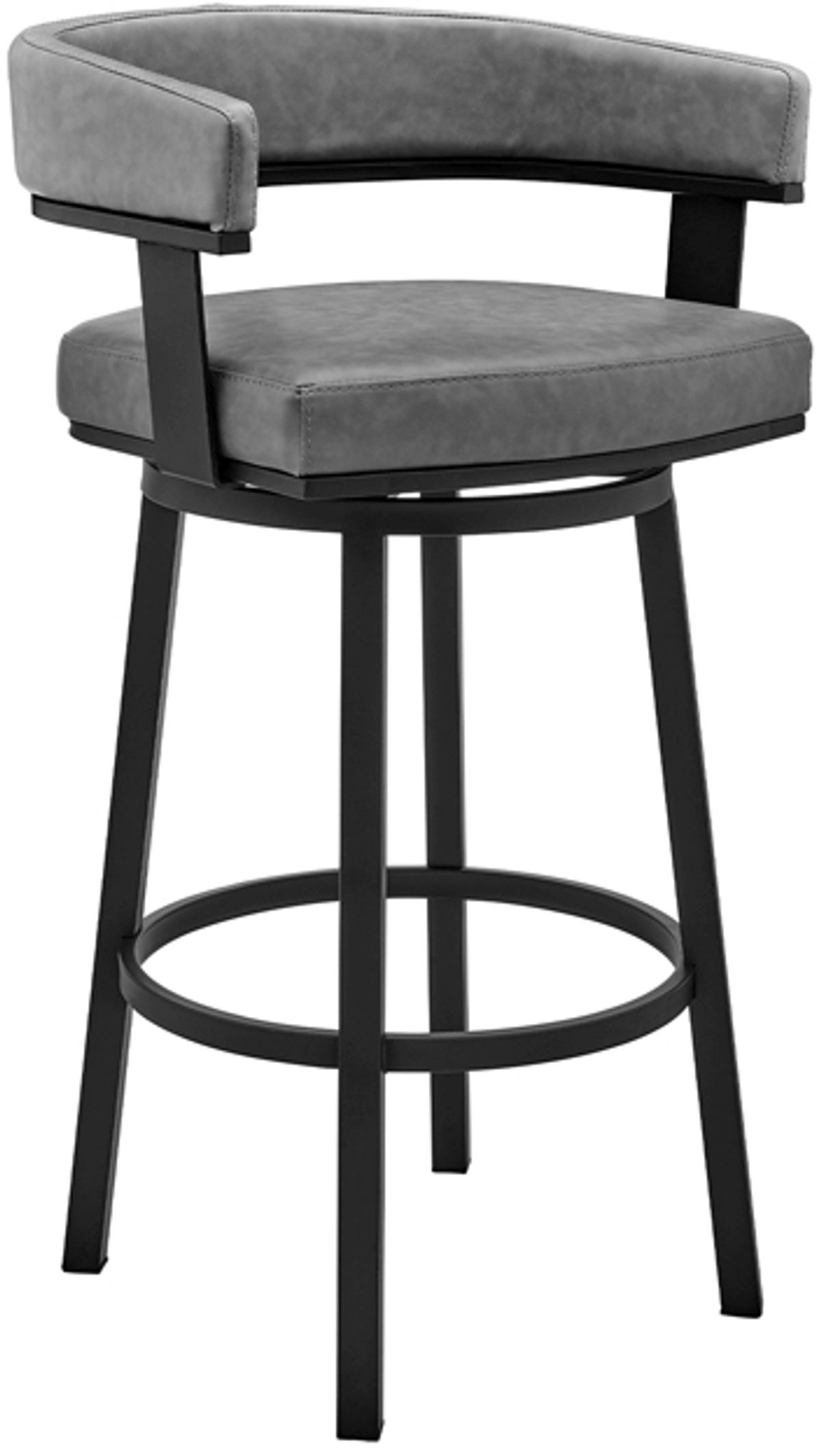 Armen Living Lorin Black/Gray 30" Swivel Bar Stool 