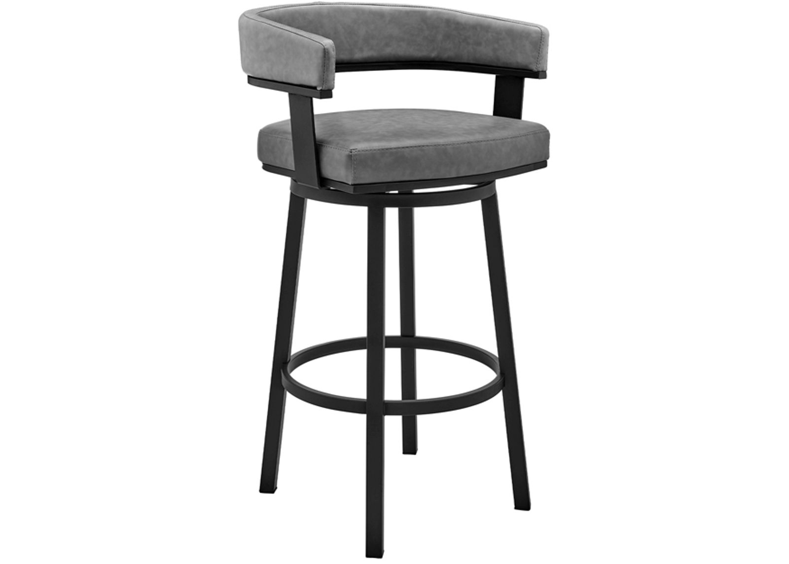 Armen Living Lorin Black/Gray 30" Swivel Bar Stool 