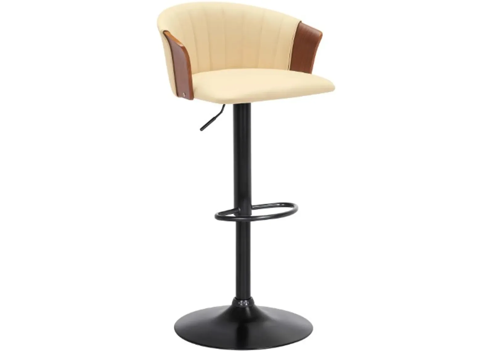 Armen Living Lydia Cream/Black Adjustable Bar Stool