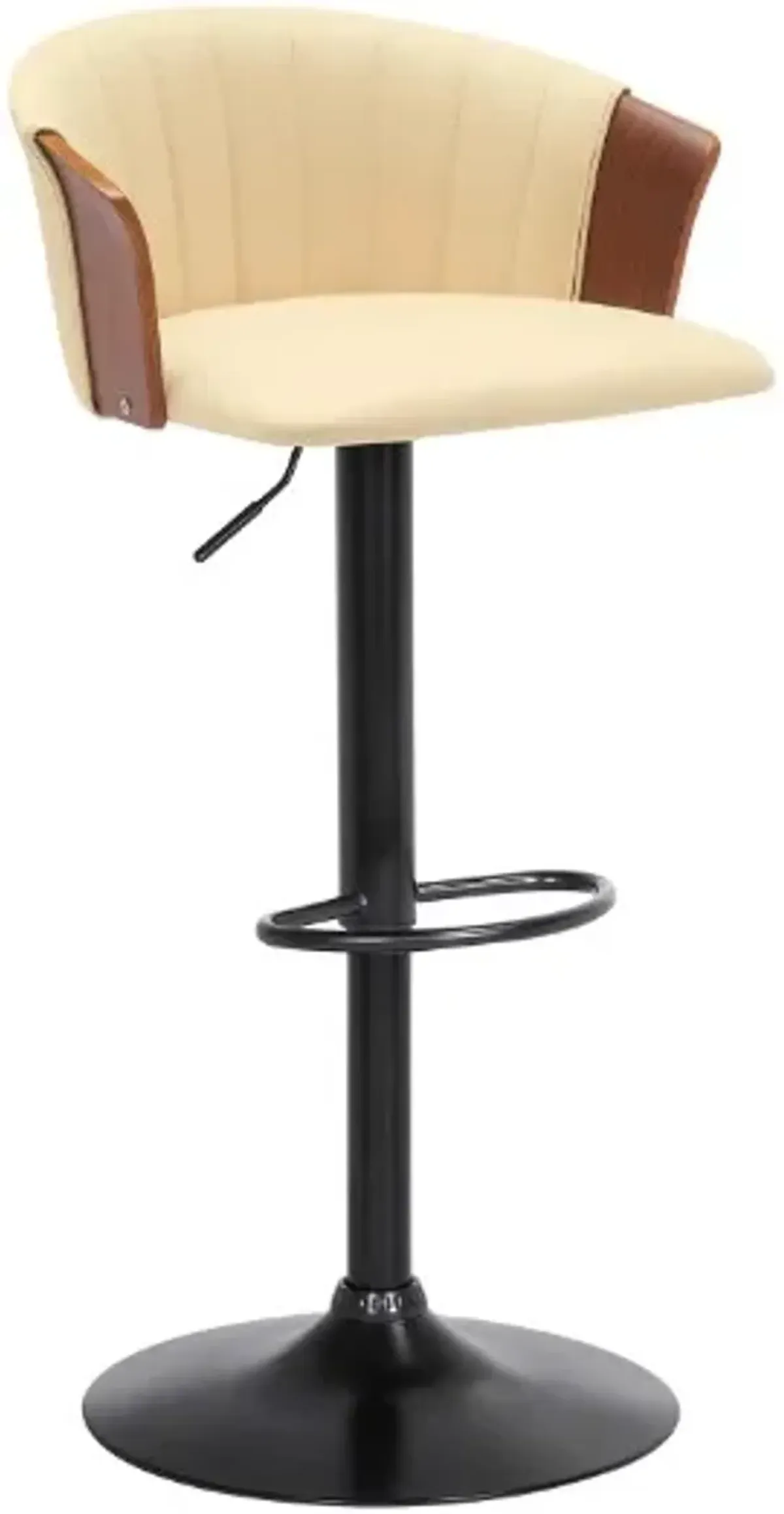 Armen Living Lydia Cream/Black Adjustable Bar Stool