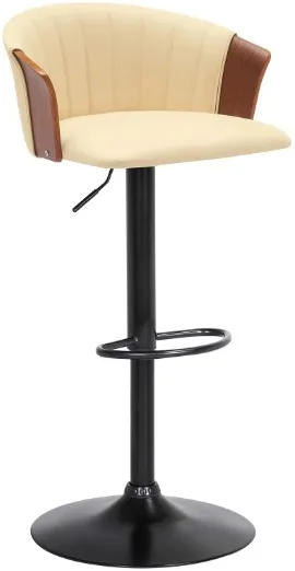 Armen Living Lydia Cream/Black Adjustable Bar Stool