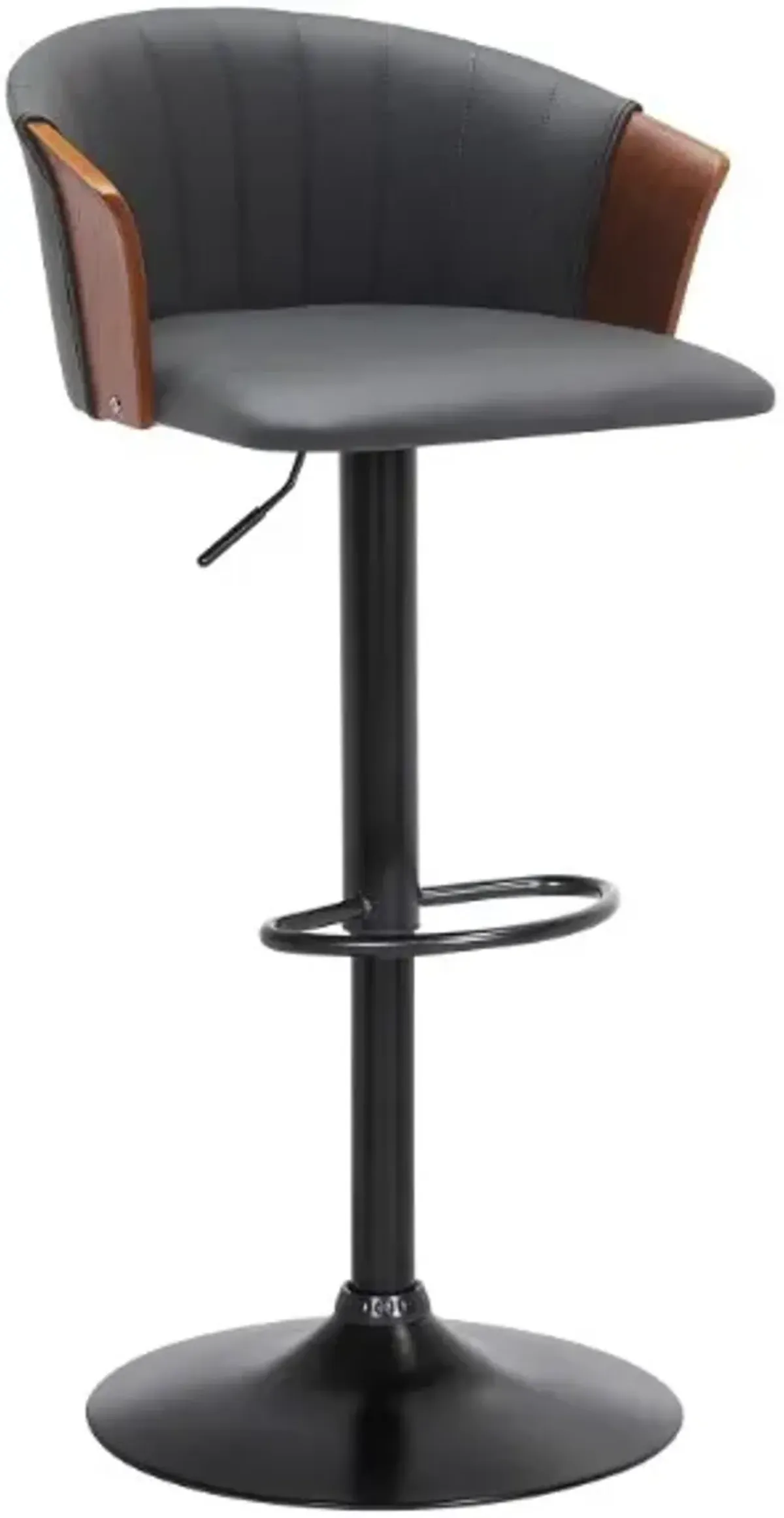 Armen Living Lydia Gray/Black Adjustable Bar Stool