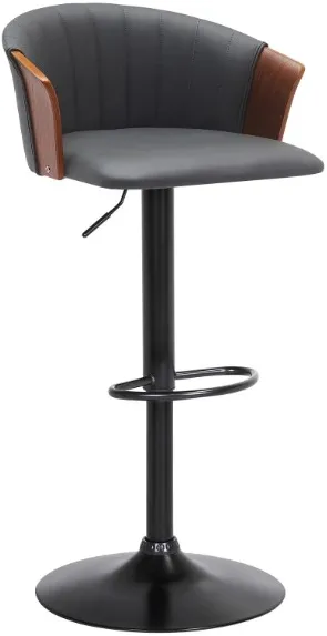 Armen Living Lydia Gray/Black Adjustable Bar Stool