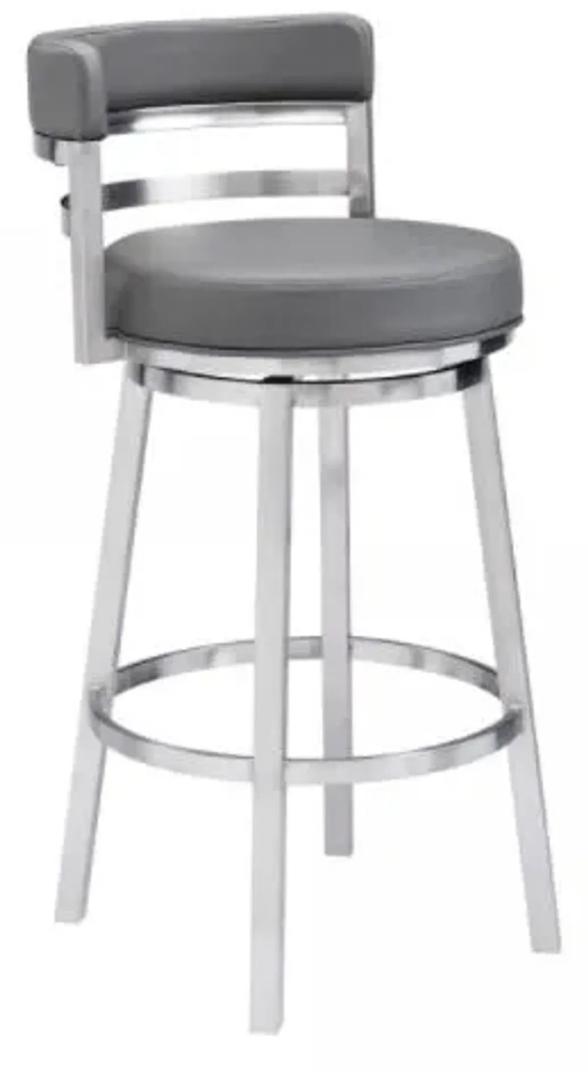 Armen Living Madrid Gray Faux Leather 30" Bar Stool