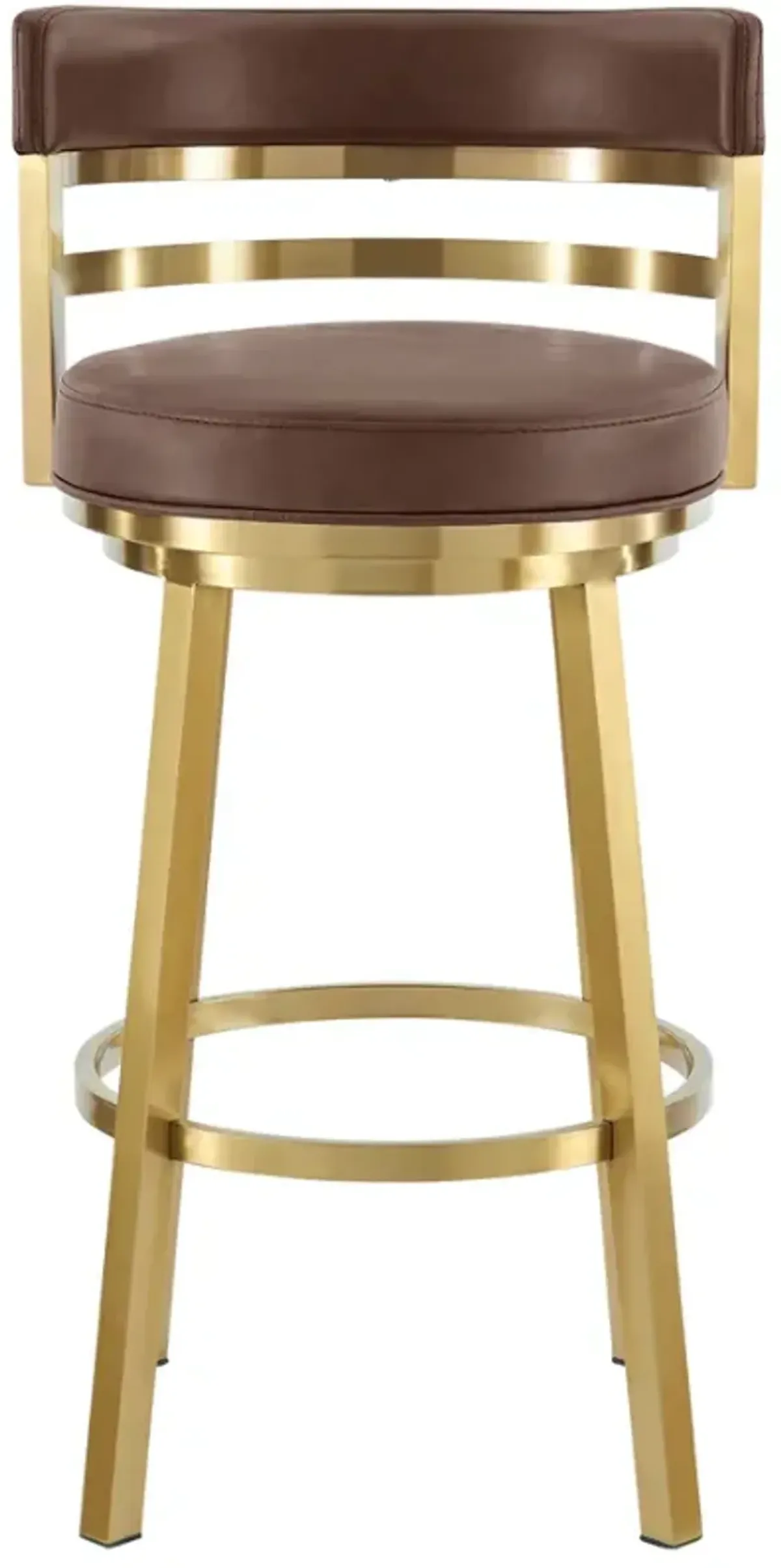 Armen Living Madrid Gold/Vintage Coffee Swivel Counter Stool