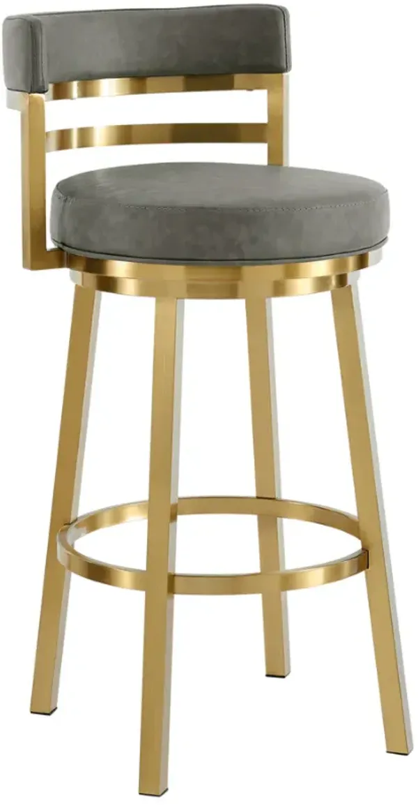 Armen Living Madrid Gold/Vintage Gray Swivel Counter Stool