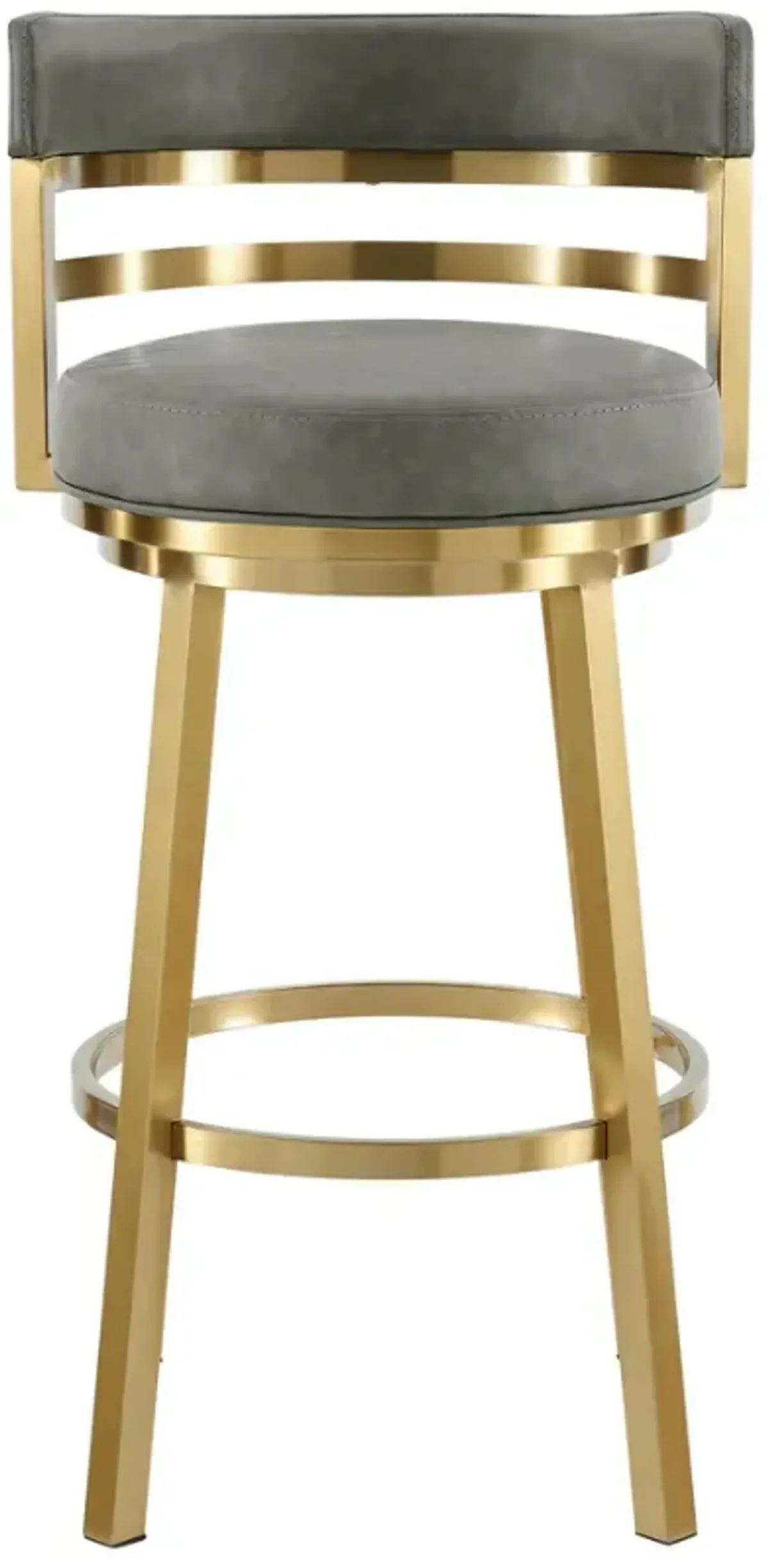Armen Living Madrid Gold/Vintage Gray Swivel Bar Stool