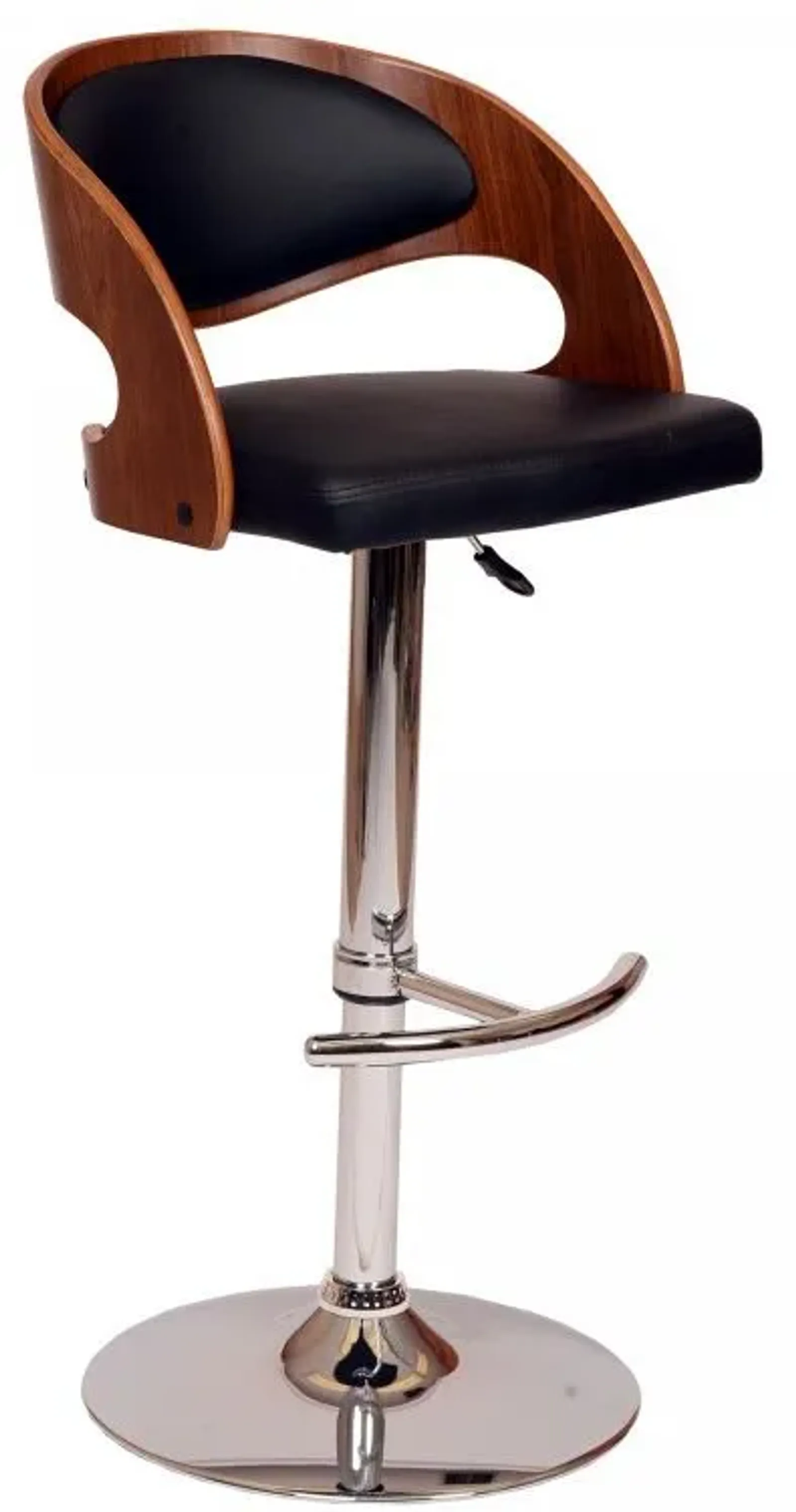 Armen Living Malibu Black/Walnut Adjustable Bar Stool