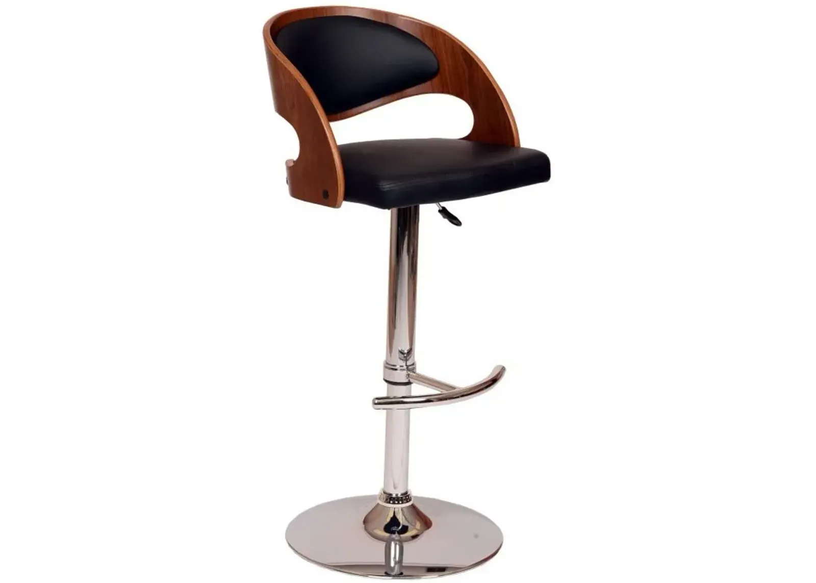 Armen Living Malibu Black/Walnut Adjustable Bar Stool