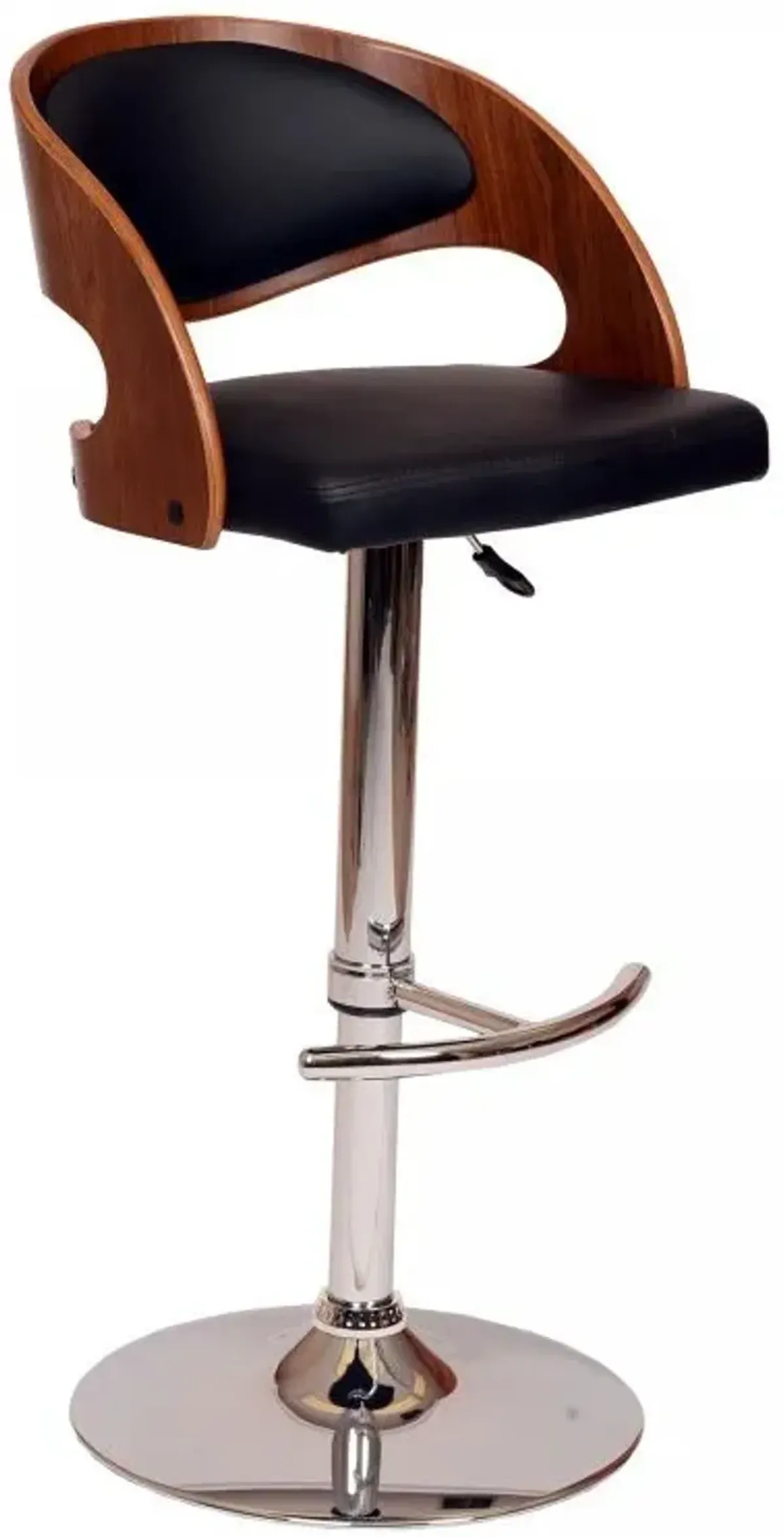 Armen Living Malibu Black/Walnut Adjustable Bar Stool