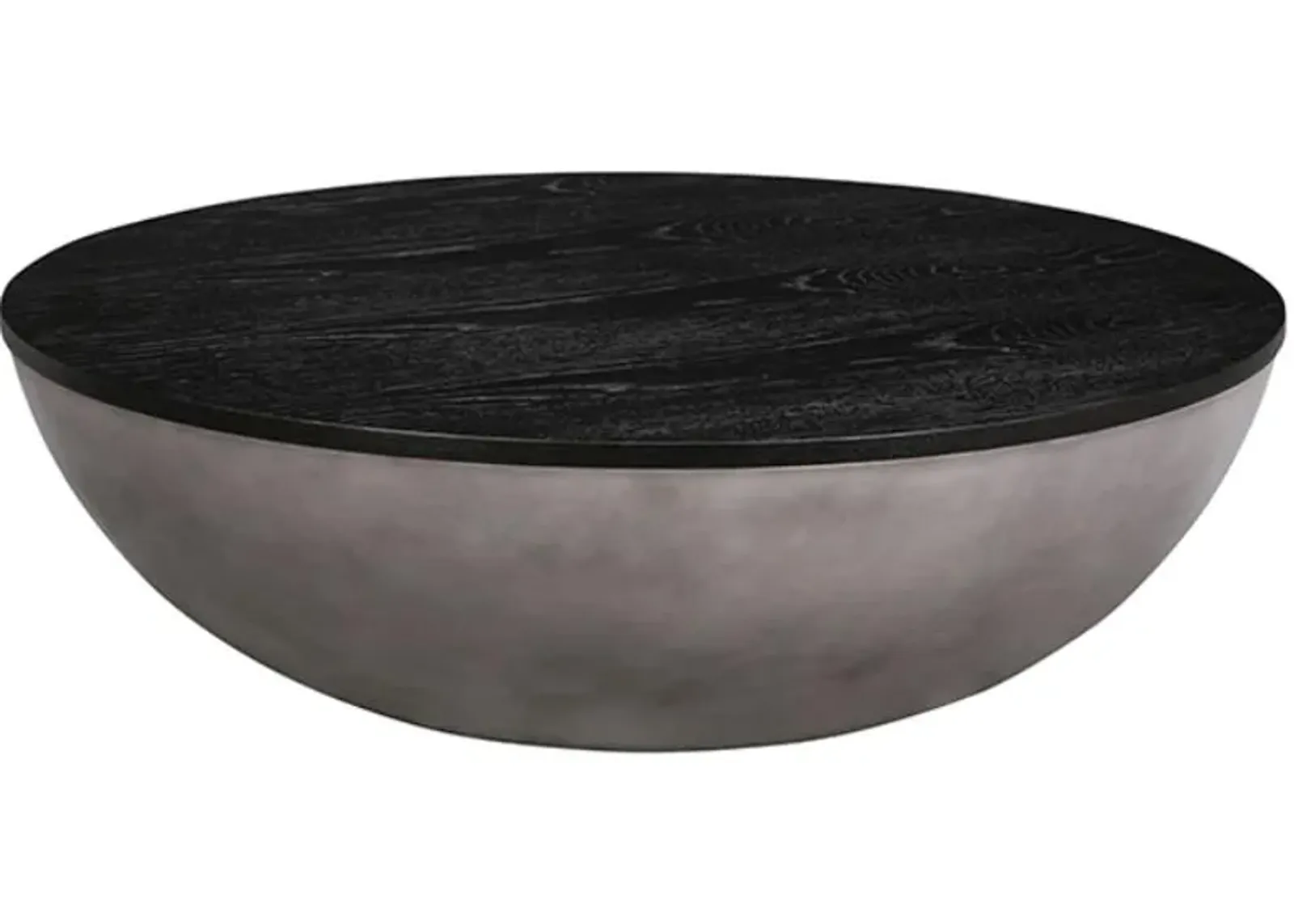 Armen Living Melody Black Round Coffee Table with Gray Base