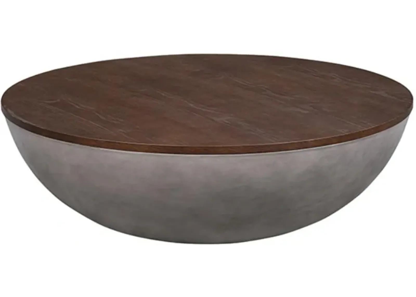 Armen Living Melody Brown Round Coffee Table with Gray Base