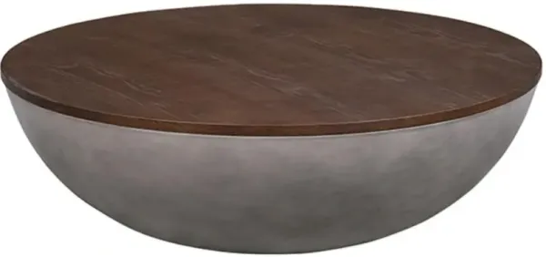Armen Living Melody Brown Round Coffee Table with Gray Base