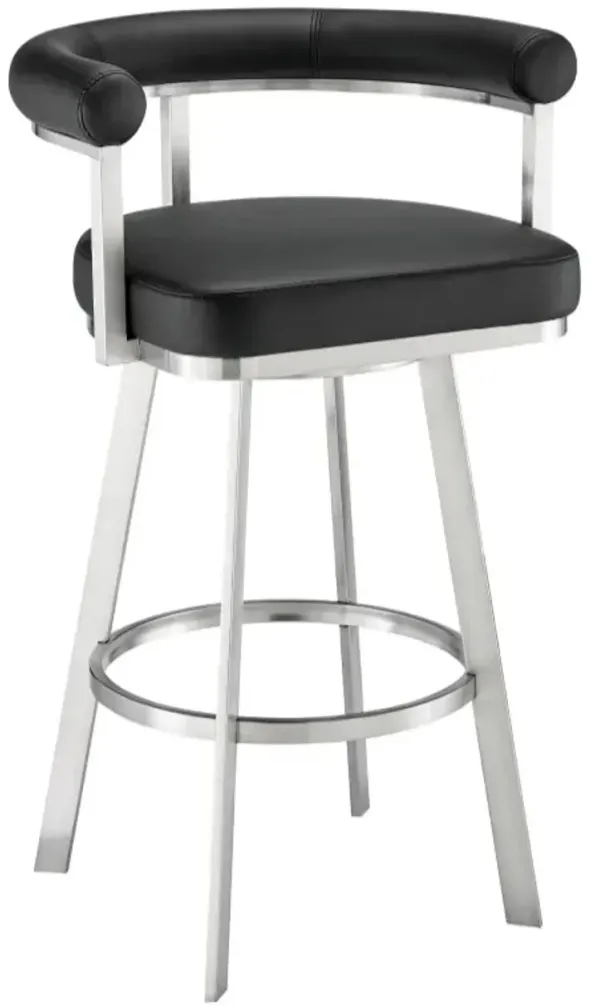Armen Living Magnolia Black/Brushed Stainless Steel 26'' Counter Stool