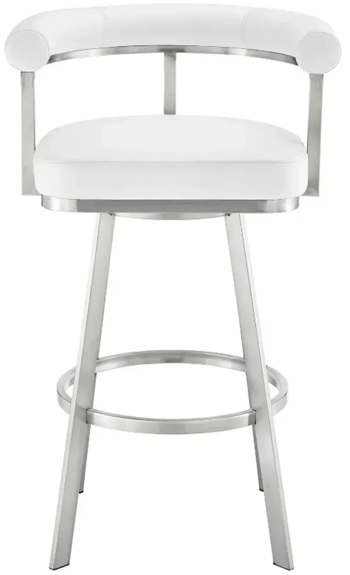 Armen Living Magnolia Brushed Stainless Steel/White 30'' Barstool