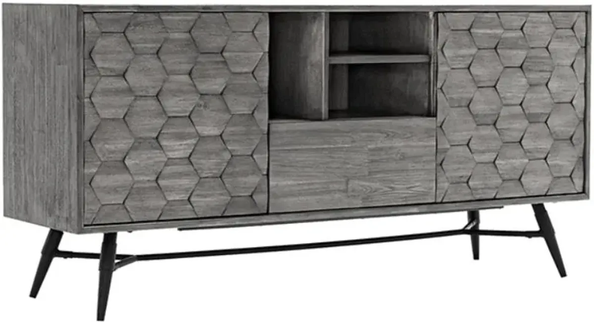 Armen Living Makena Black/Tundra Grey Sideboard Buffet