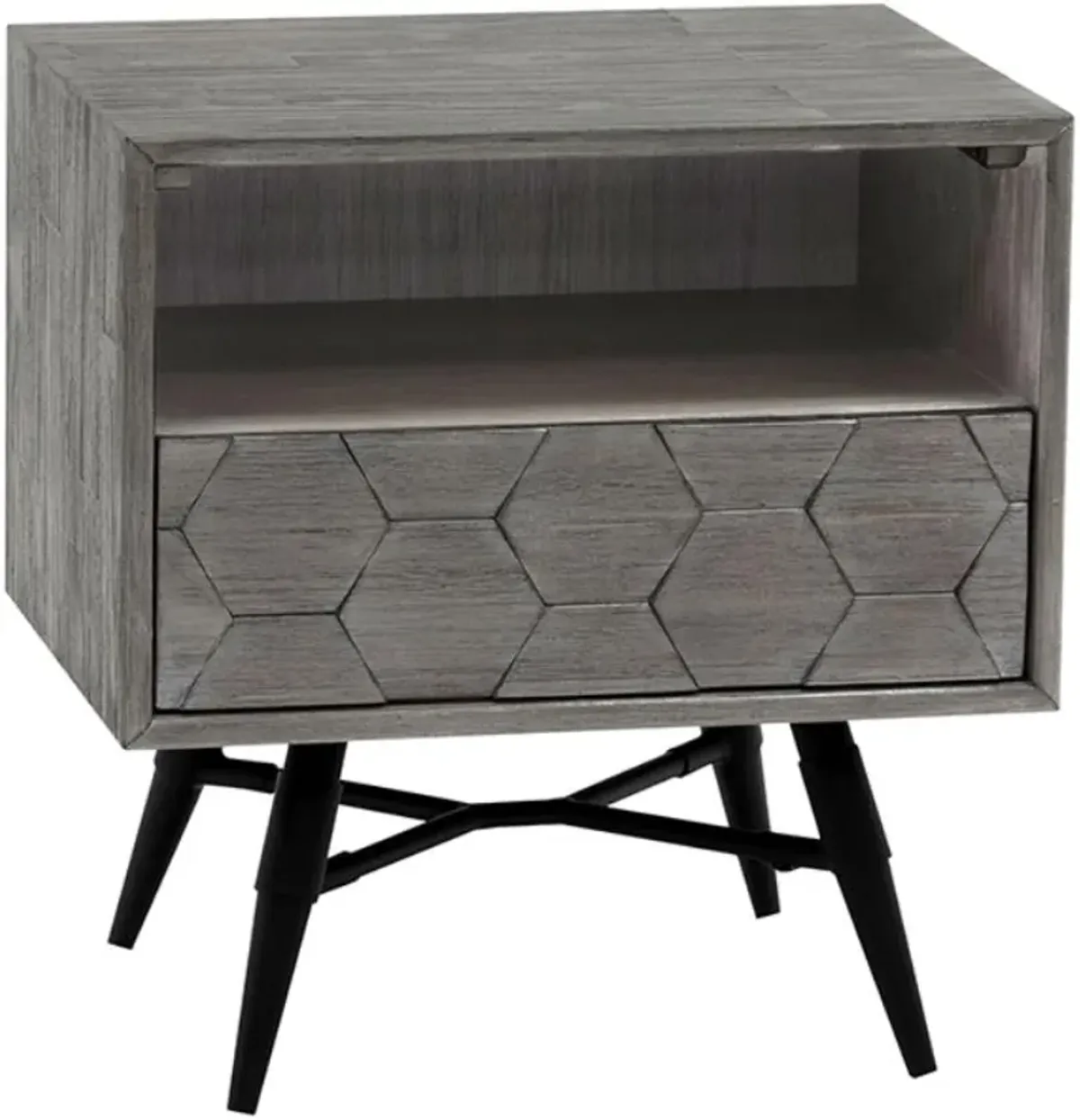 Armen Living Makena Black/Tundra Grey Nightstand