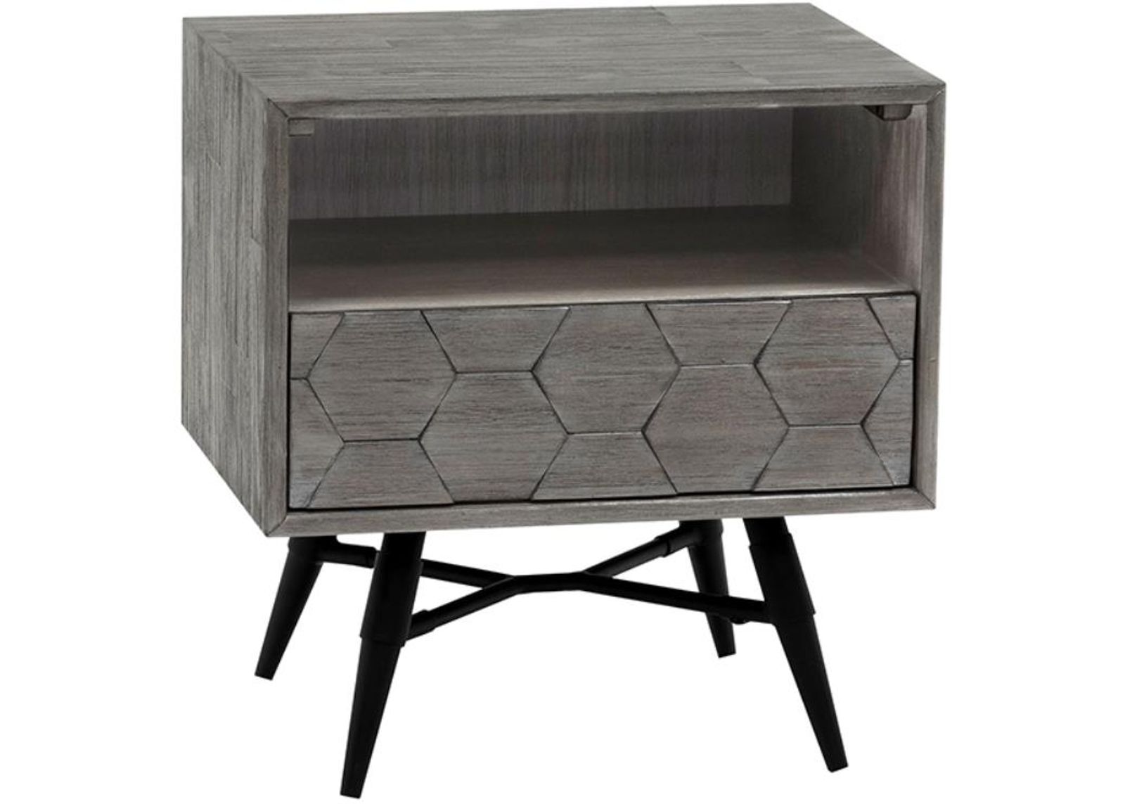 Armen Living Makena Black/Tundra Grey Nightstand