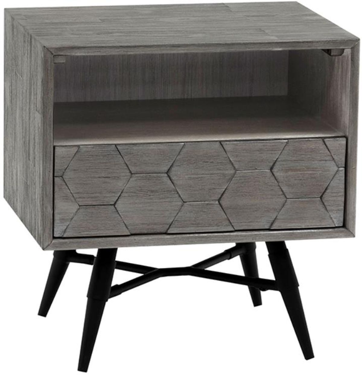 Armen Living Makena Black/Tundra Grey Nightstand