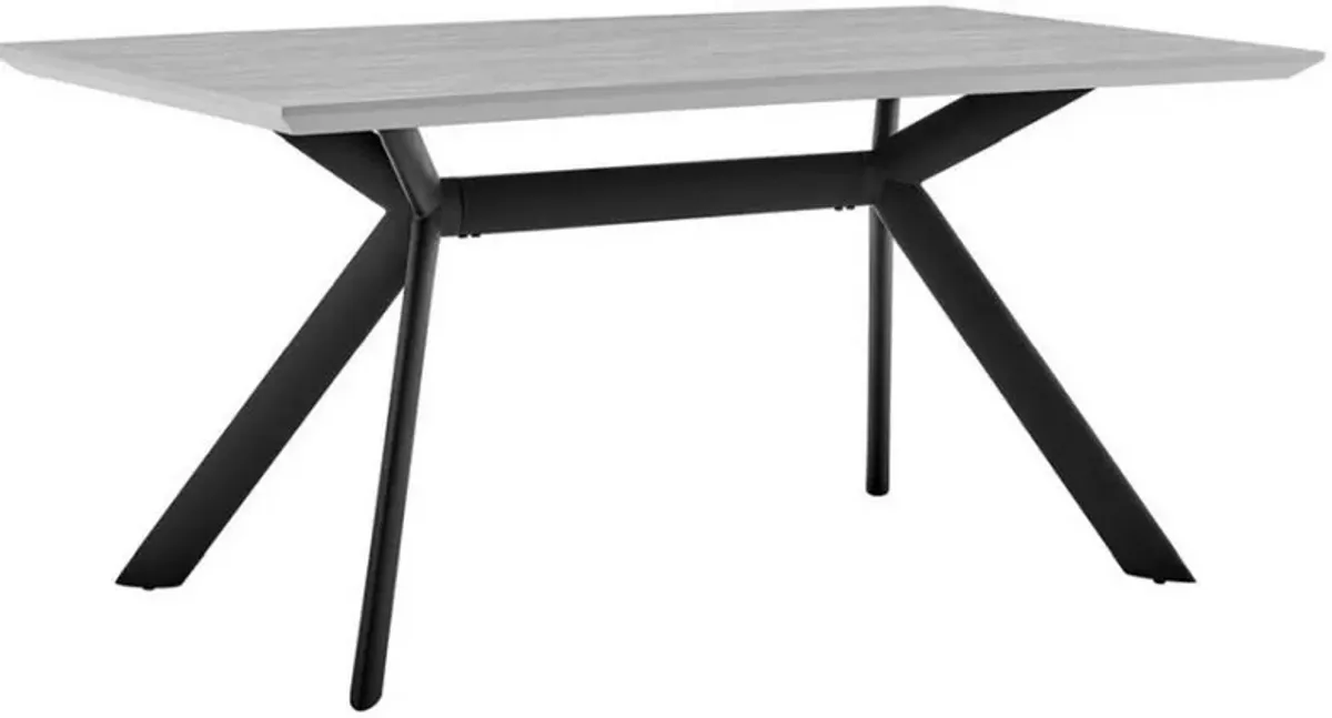 Armen Living Margot Light Gray Dining Table with Matte Black Metal Base