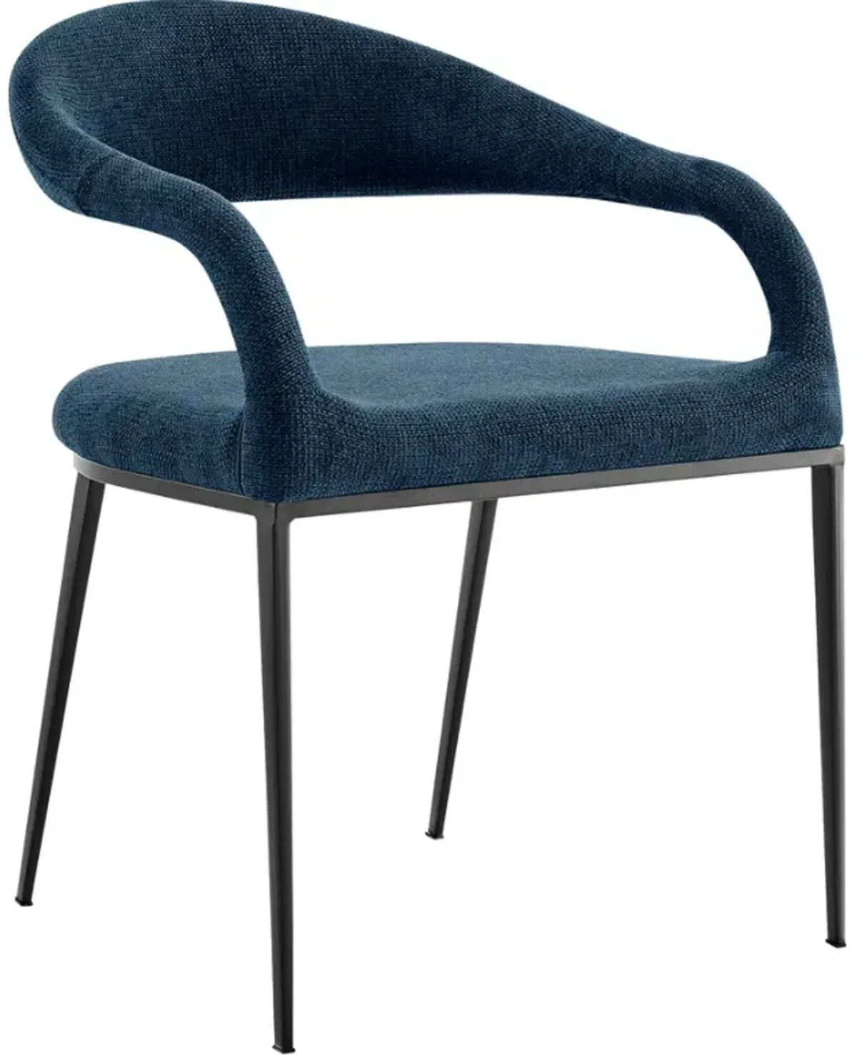 Armen Living Morgan 2-Piece Black/Blue Upholstered Dining Arm Chair Set