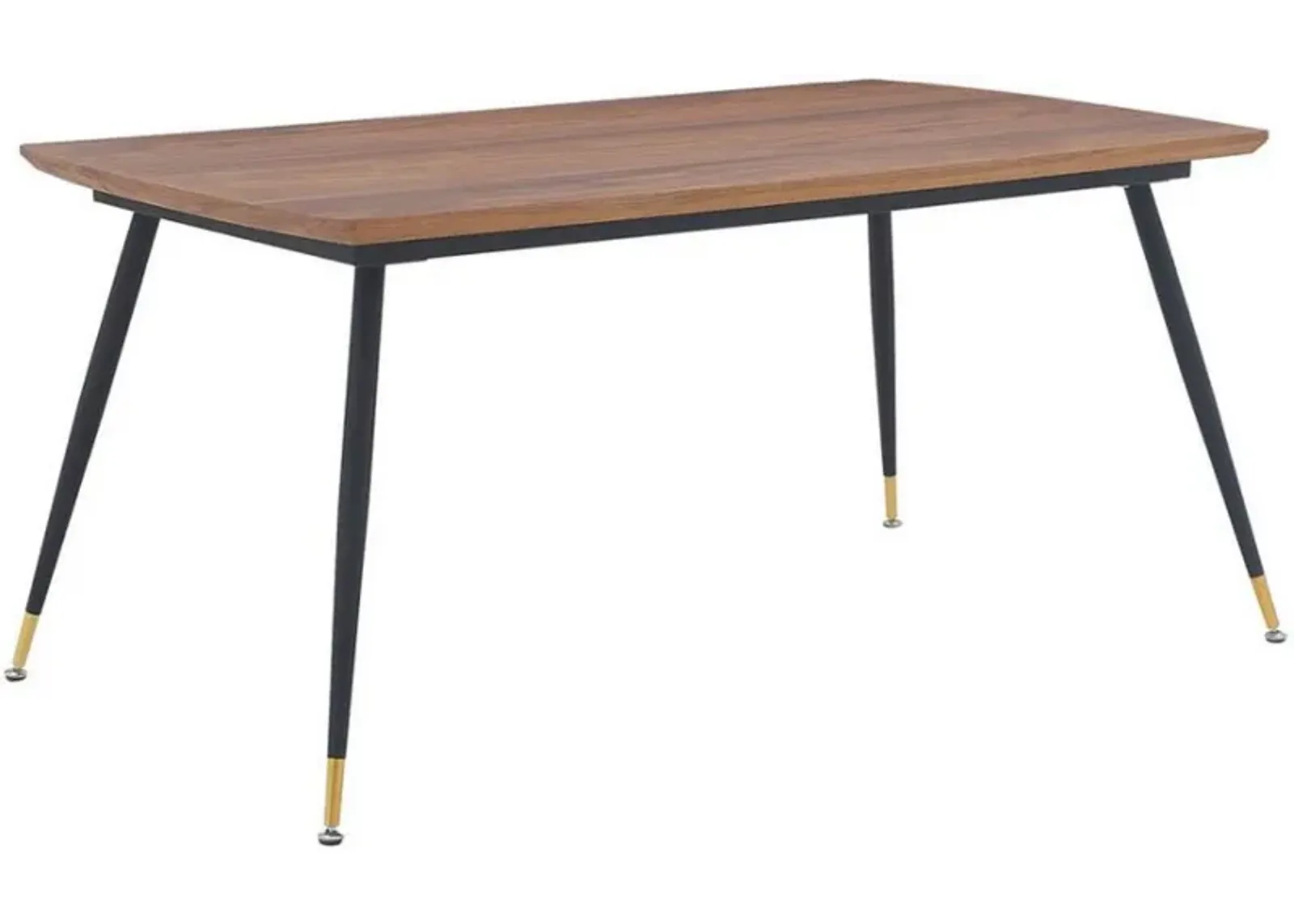 Armen Living Messina Walnut Dining Table with Black Tapered Legs 